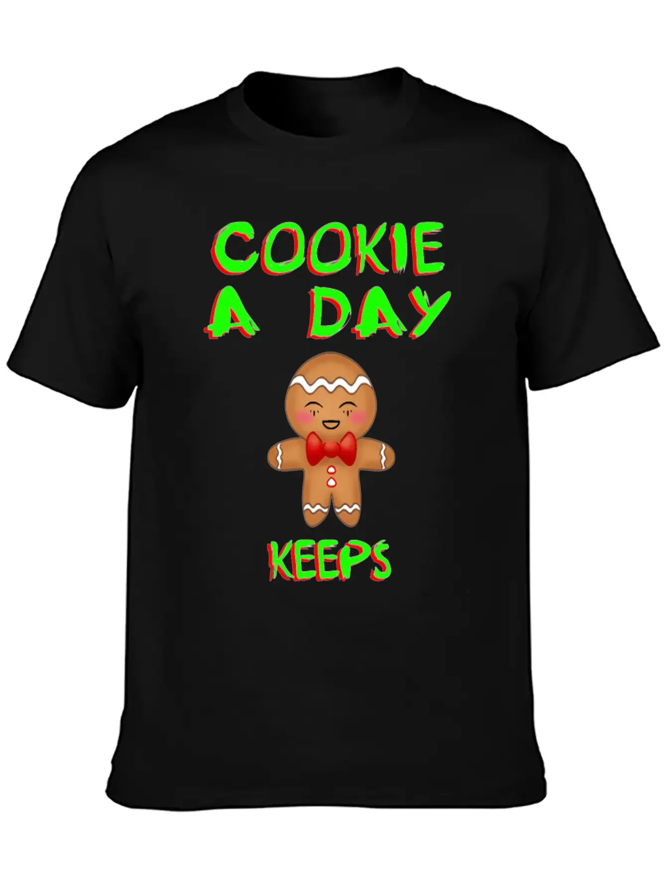 Cookie A Day Keeps Bad Mood Away. Gingerbread Man Essential Cotton Tee For Daily Outfits ¨C Unisex Style