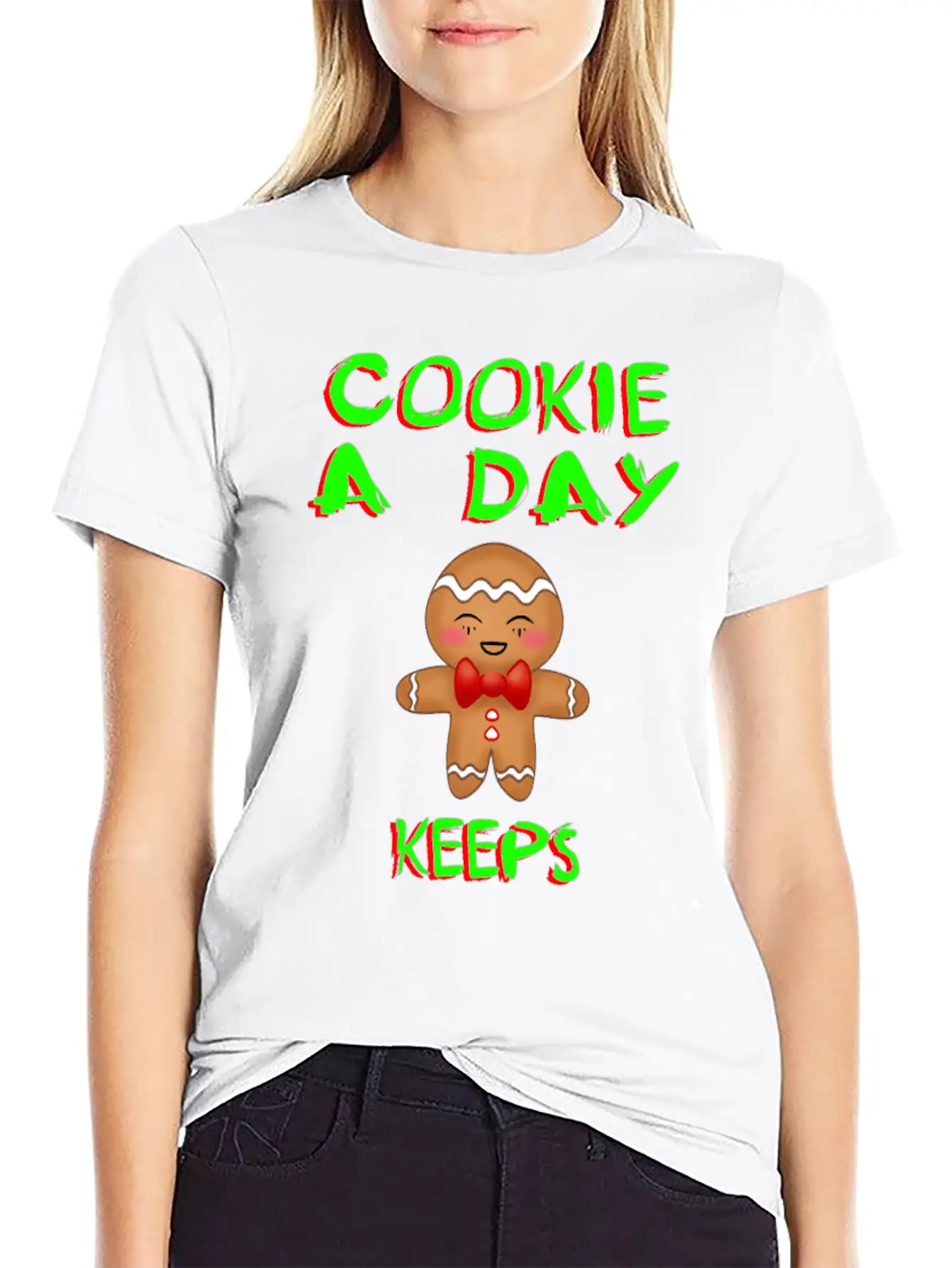 Cookie A Day Keeps Bad Mood Away. Gingerbread Man Essential Cotton Tee For Daily Outfits ¨C Unisex Style