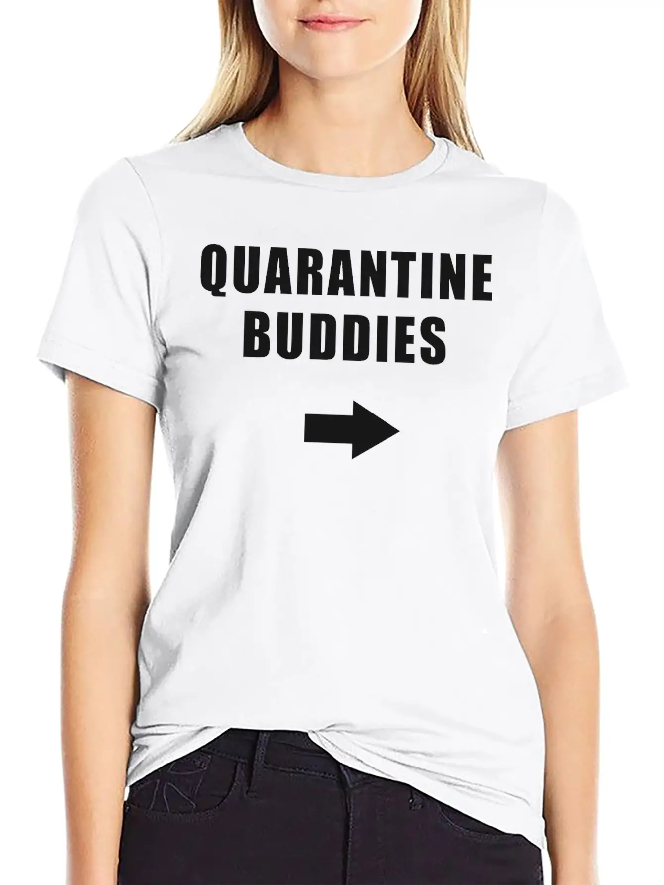 Coronavirus Quarantine Buddies (left Arrow) Essential Cotton Tee For Daily Outfits ¨C Unisex Style