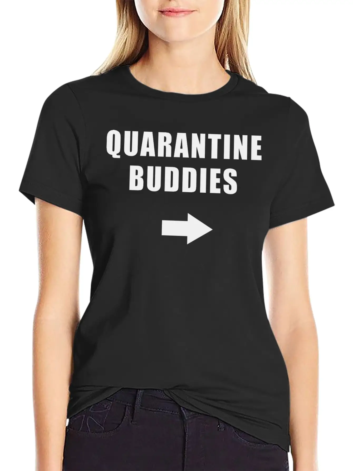 Coronavirus Quarantine Buddies (left Arrow) Essential Cotton Tee For Daily Outfits ¨C Unisex Style