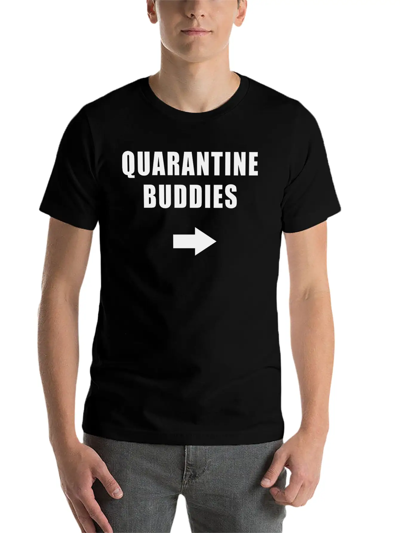 Coronavirus Quarantine Buddies (left Arrow) Essential Cotton Tee For Daily Outfits ¨C Unisex Style