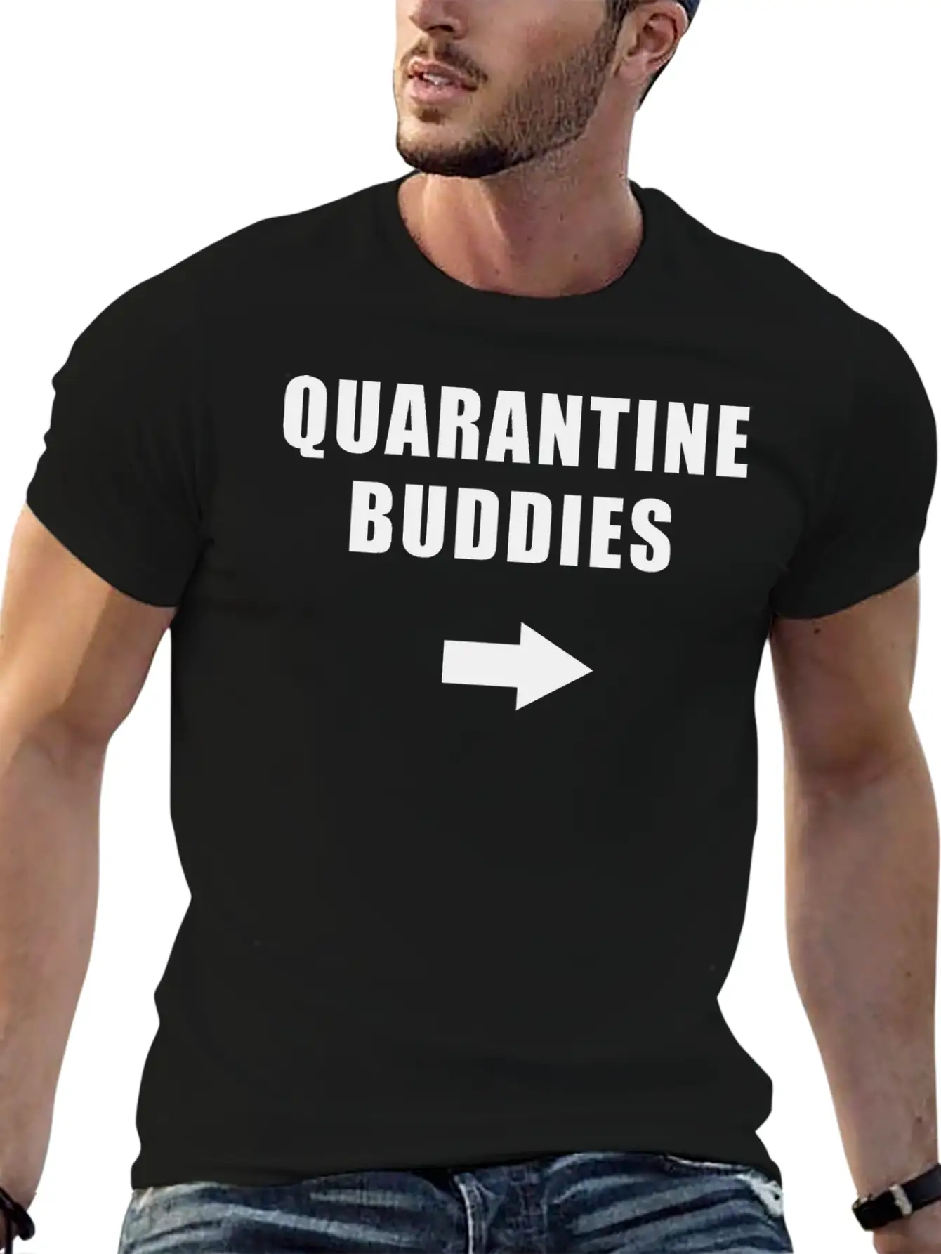 Coronavirus Quarantine Buddies (left Arrow) Essential Cotton Tee For Daily Outfits ¨C Unisex Style
