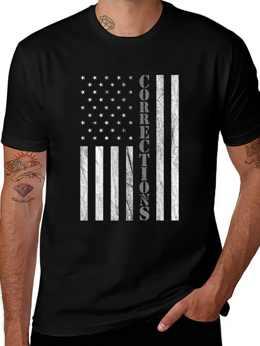 Correctional Officer USA American Flag Thin Gray Basic Graphic T-Shirt ¨C Daily Comfort In Soft Cotton