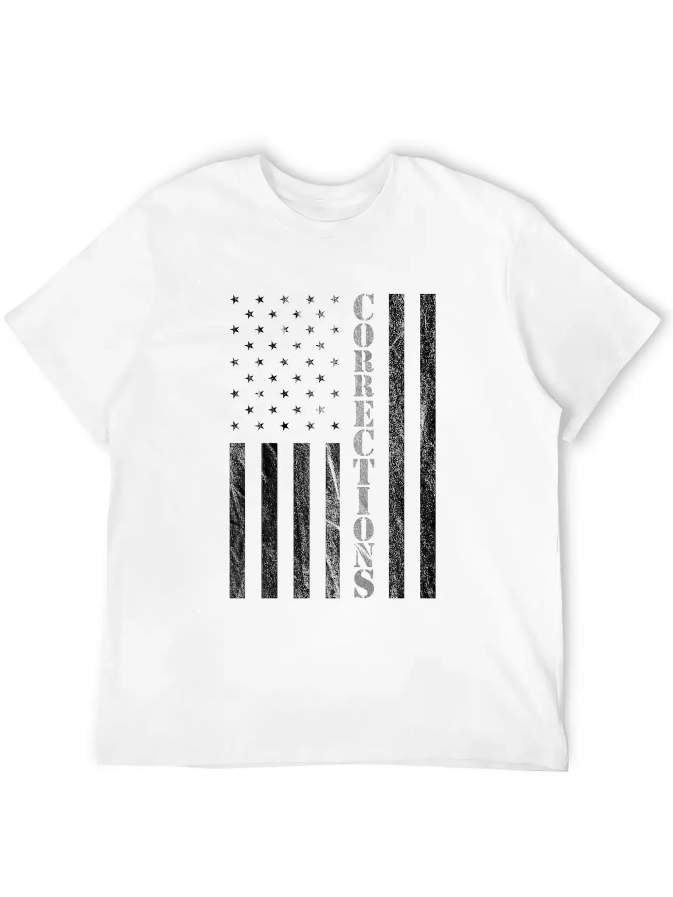Correctional Officer USA American Flag Thin Gray Basic Graphic T-Shirt ¨C Daily Comfort In Soft Cotton