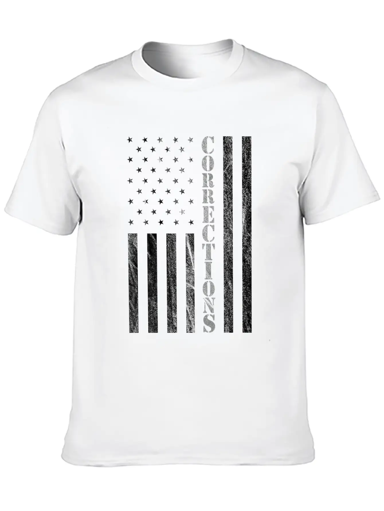 Correctional Officer USA American Flag Thin Gray Basic Graphic T-Shirt ¨C Daily Comfort In Soft Cotton