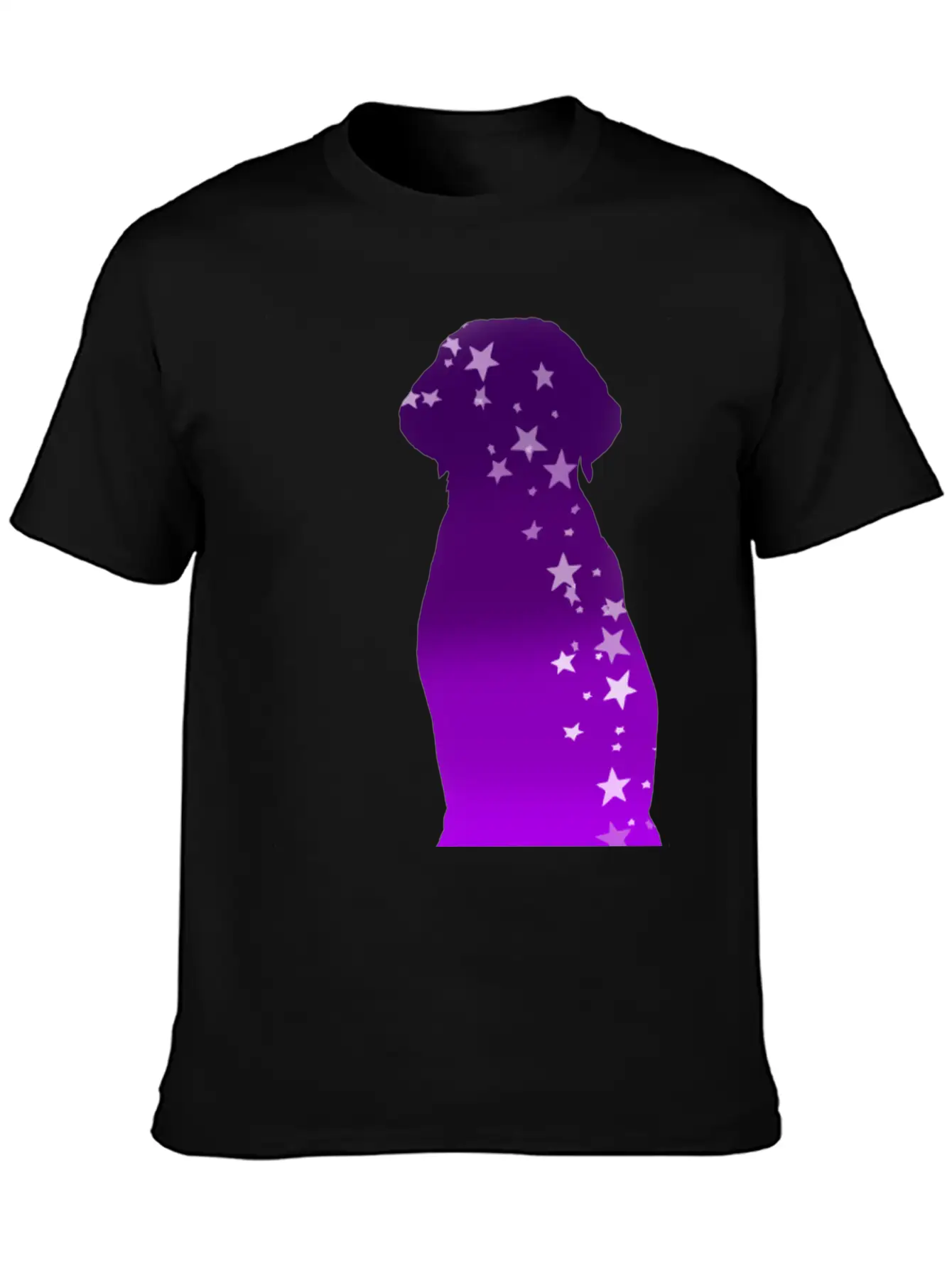 Cosmic Dog Silhouette Purple Gradient With Stars Soft Cotton Short Sleeve Tee ¨C Unisex Wardrobe Staple