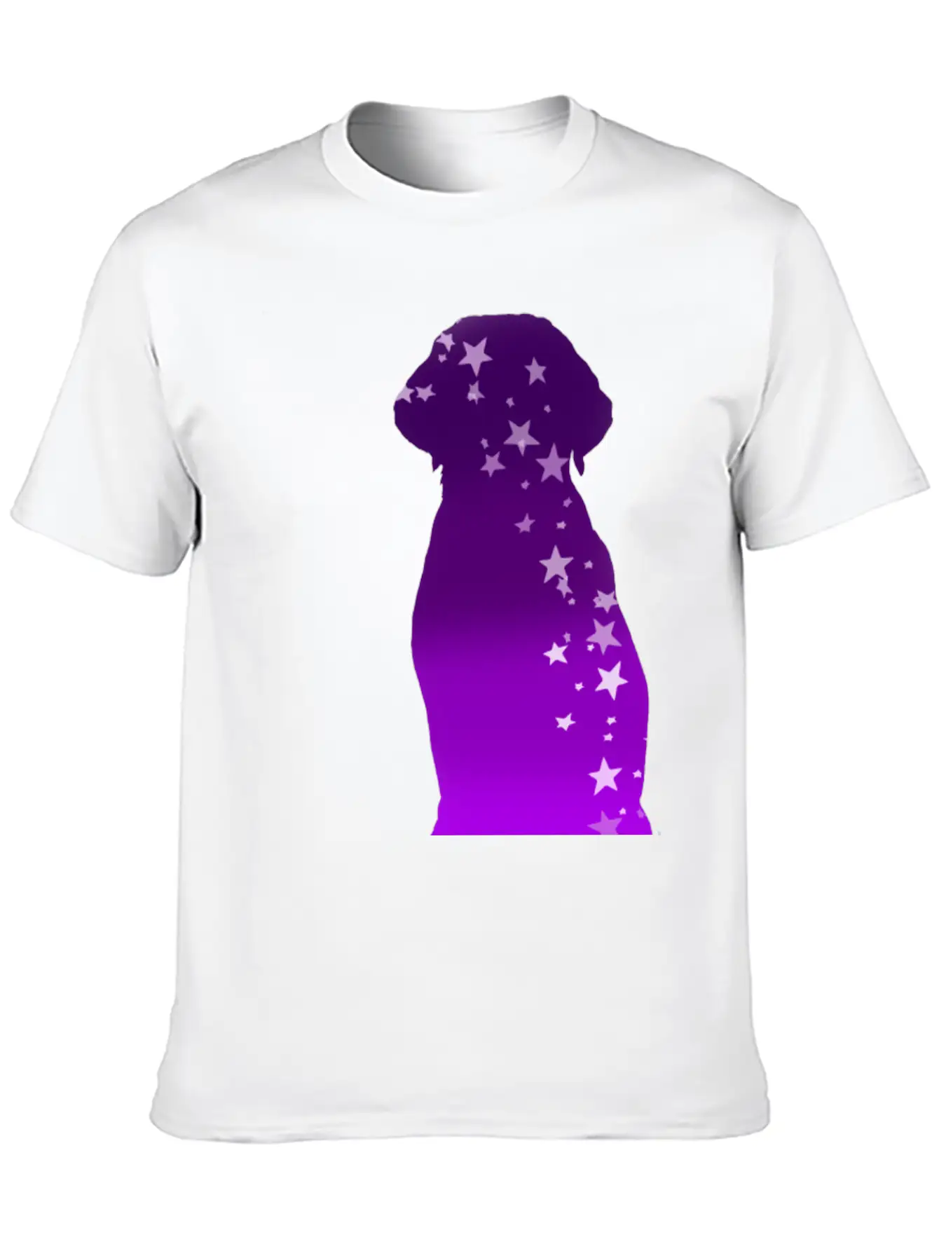 Cosmic Dog Silhouette Purple Gradient With Stars Soft Cotton Short Sleeve Tee ¨C Unisex Wardrobe Staple