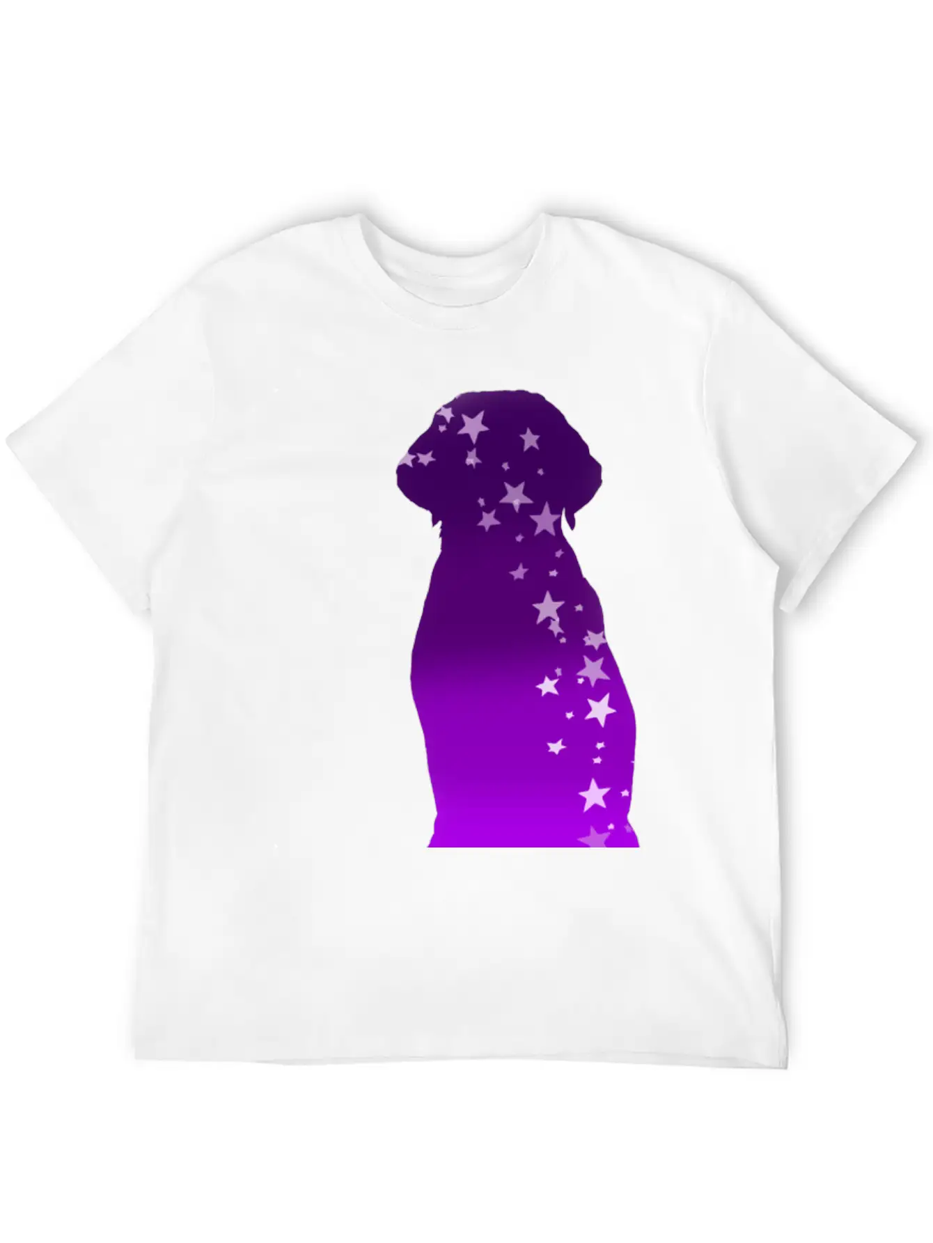 Cosmic Dog Silhouette Purple Gradient With Stars Soft Cotton Short Sleeve Tee ¨C Unisex Wardrobe Staple