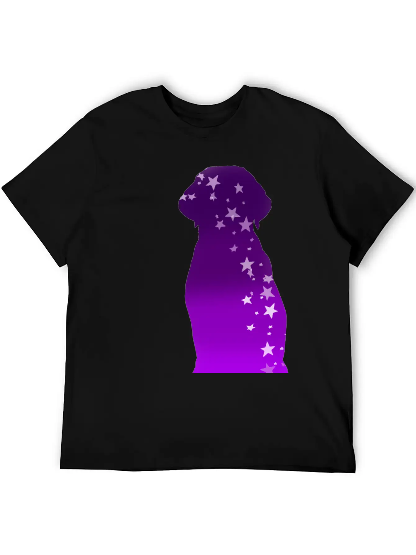 Cosmic Dog Silhouette Purple Gradient With Stars Soft Cotton Short Sleeve Tee ¨C Unisex Wardrobe Staple