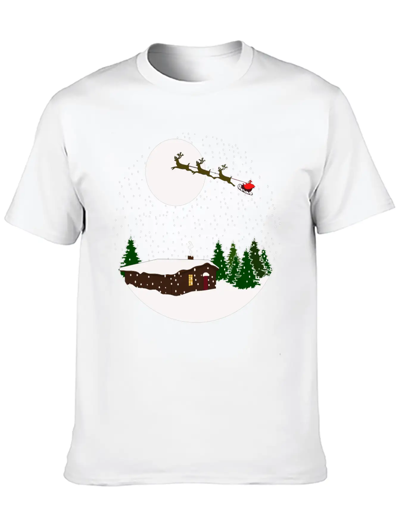 Cosy Snow Christmas Chalet X Santa Claus Basic Graphic T-Shirt ¨C Daily Comfort In Soft Cotton