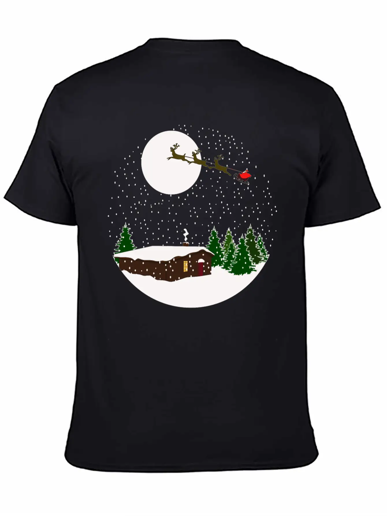 Cosy Snow Christmas Chalet X Santa Claus Basic Graphic T-Shirt ¨C Daily Comfort In Soft Cotton