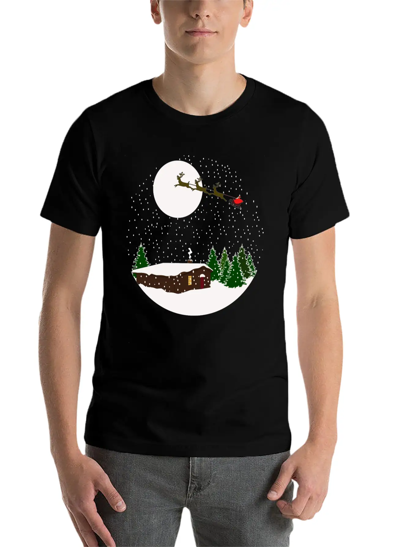 Cosy Snow Christmas Chalet X Santa Claus Basic Graphic T-Shirt ¨C Daily Comfort In Soft Cotton