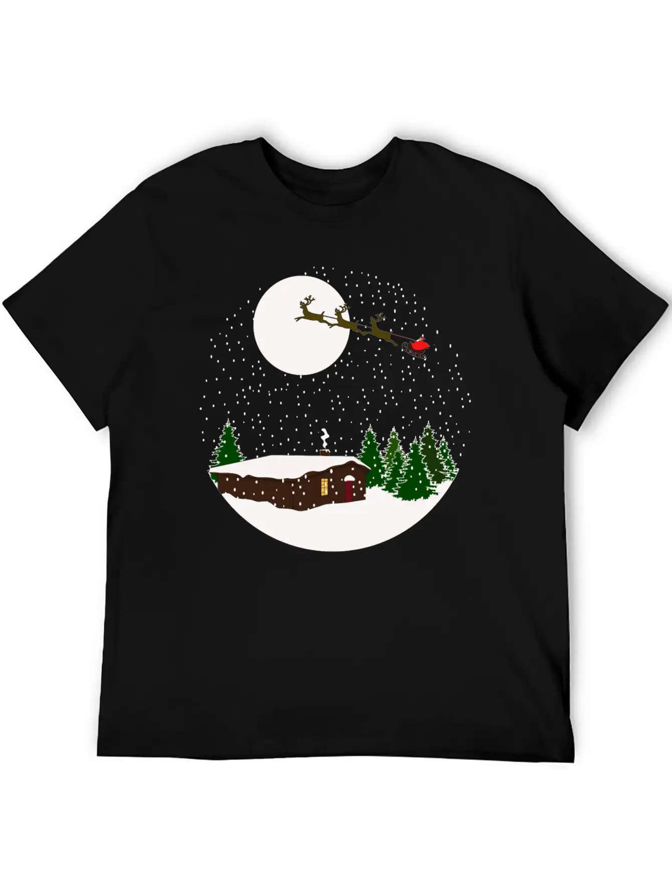 Cosy Snow Christmas Chalet X Santa Claus Basic Graphic T-Shirt ¨C Daily Comfort In Soft Cotton