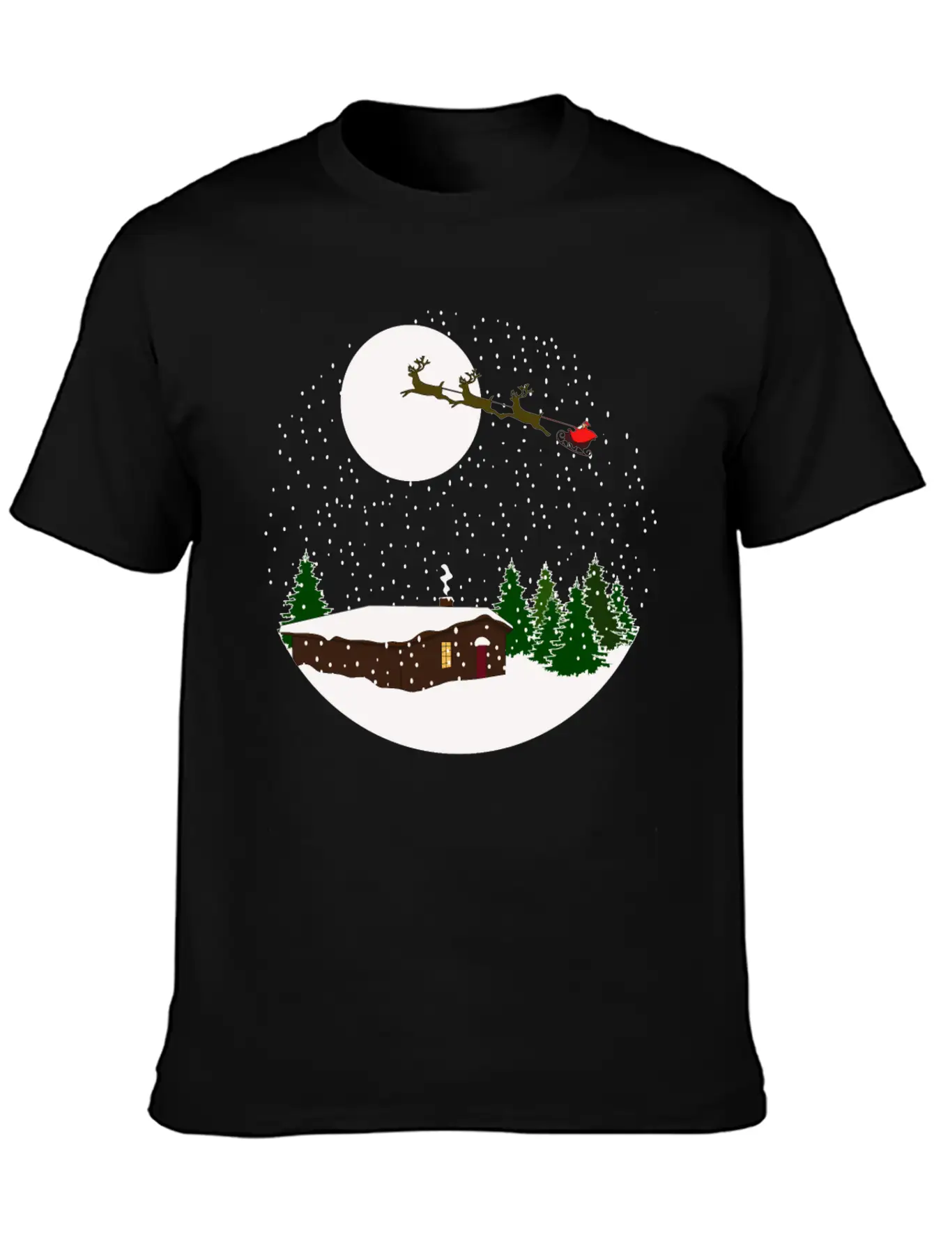 Cosy Snow Christmas Chalet X Santa Claus Basic Graphic T-Shirt ¨C Daily Comfort In Soft Cotton