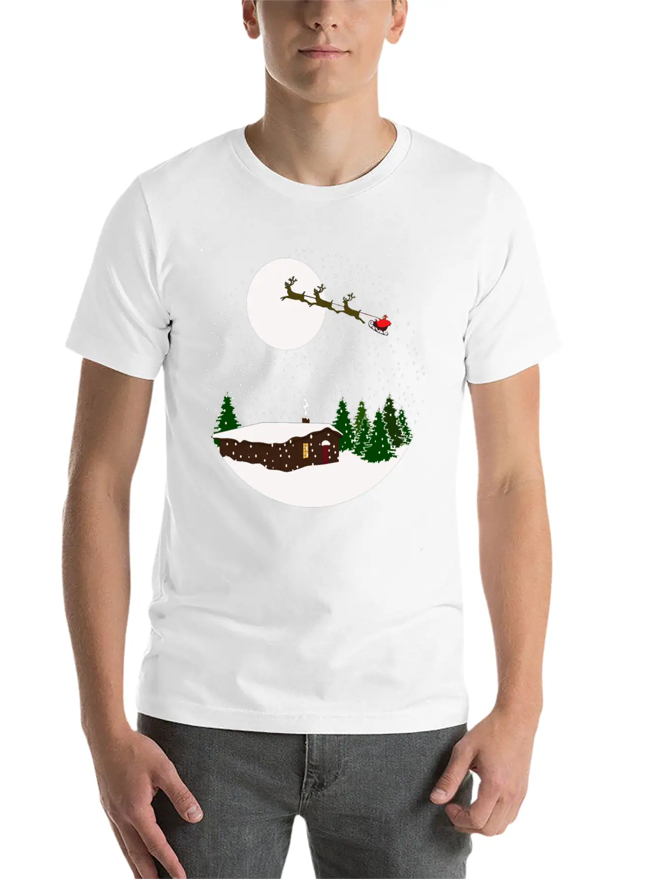 Cosy Snow Christmas Chalet X Santa Claus Basic Graphic T-Shirt ¨C Daily Comfort In Soft Cotton