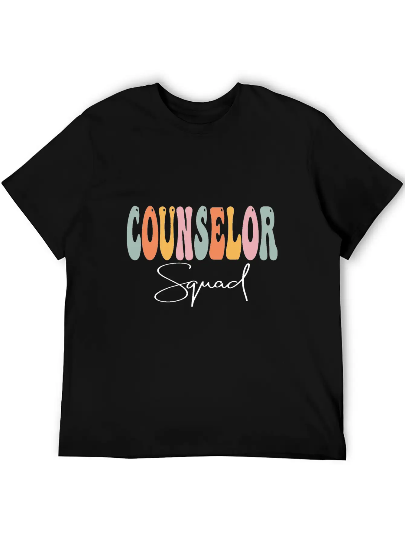 Counselor Squad Retro Groovy Women Happy First Day Essential Cotton Tee For Daily Outfits ¨C Unisex Style