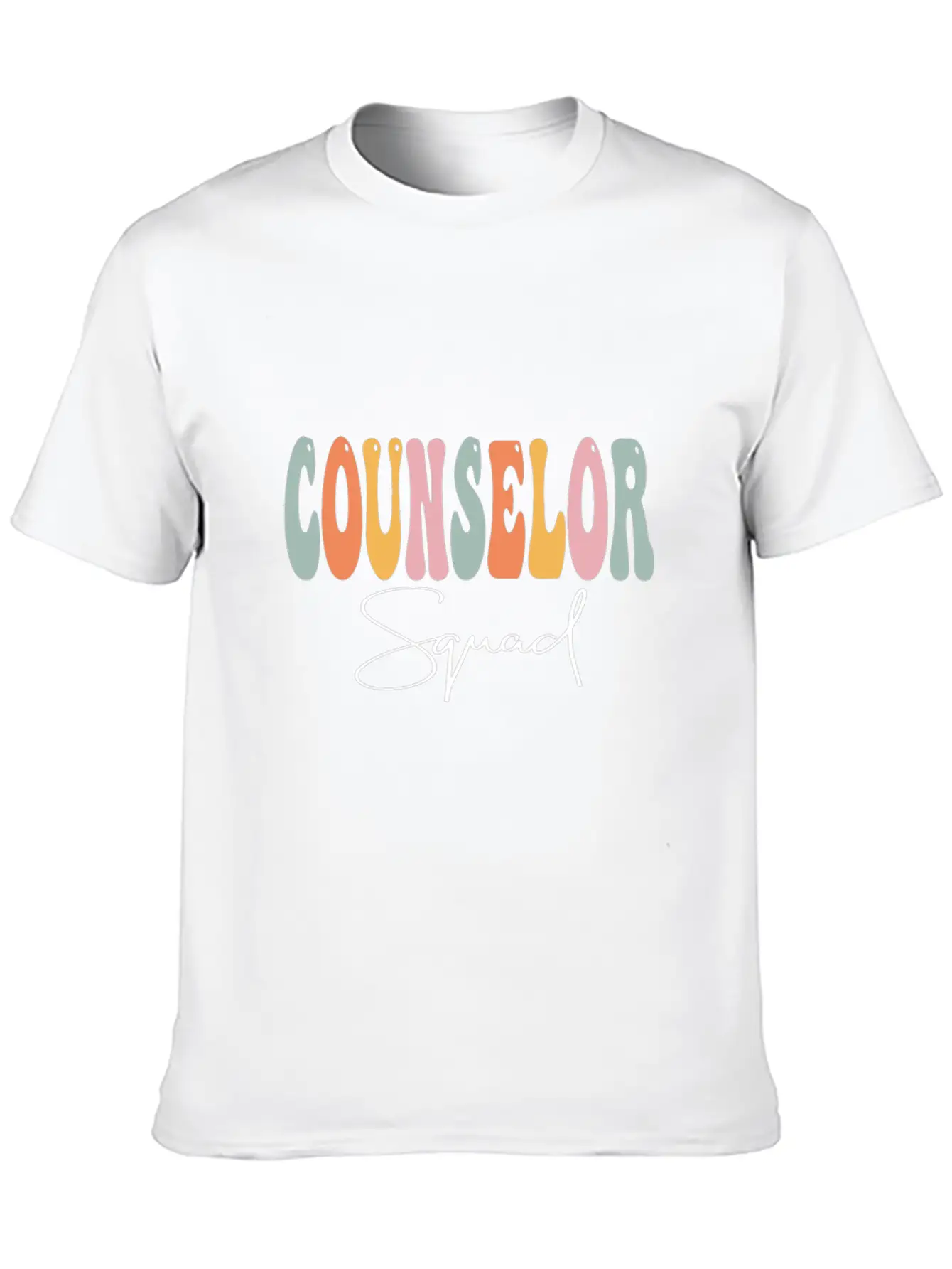 Counselor Squad Retro Groovy Women Happy First Day Essential Cotton Tee For Daily Outfits ¨C Unisex Style