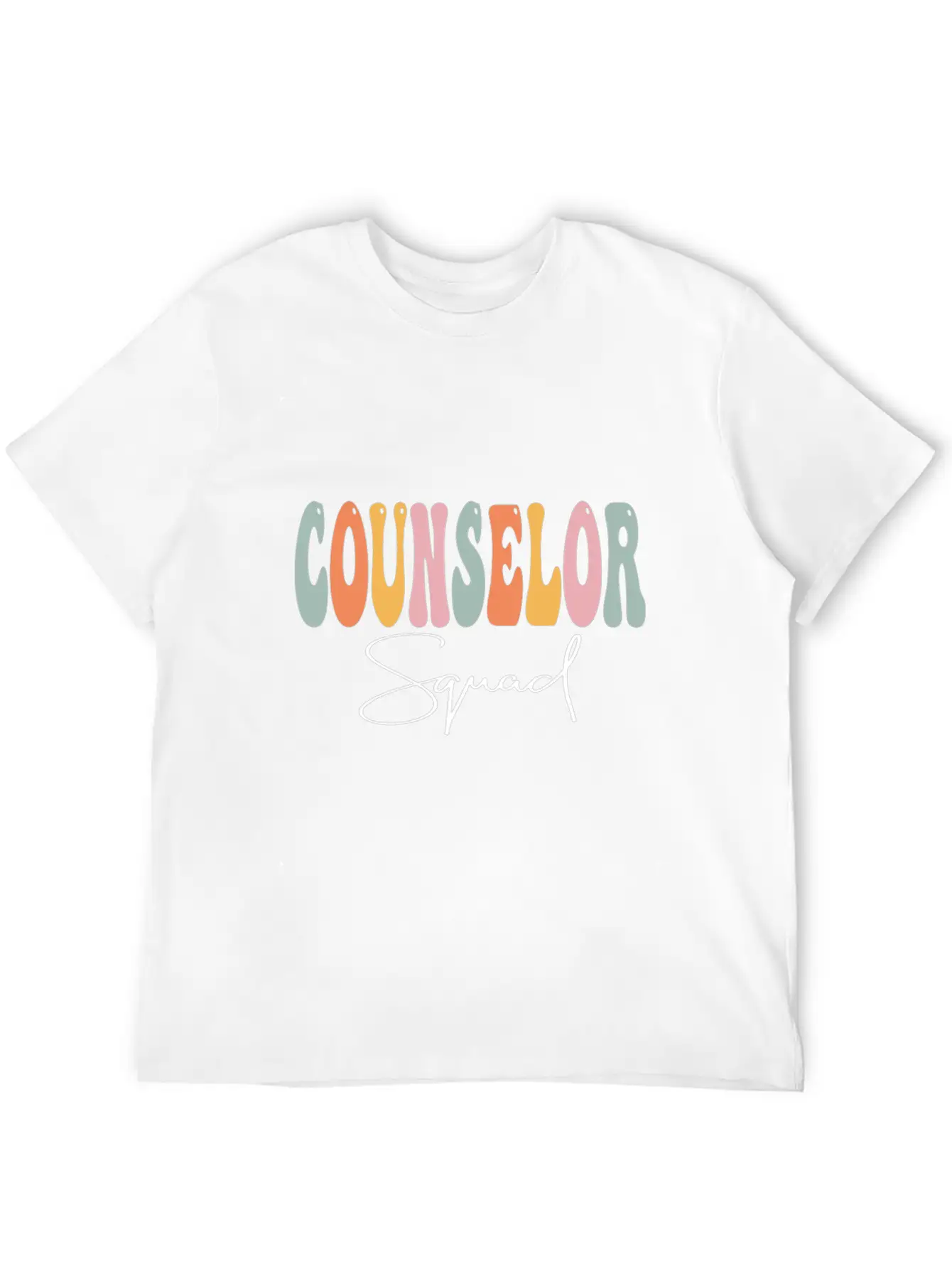 Counselor Squad Retro Groovy Women Happy First Day Essential Cotton Tee For Daily Outfits ¨C Unisex Style