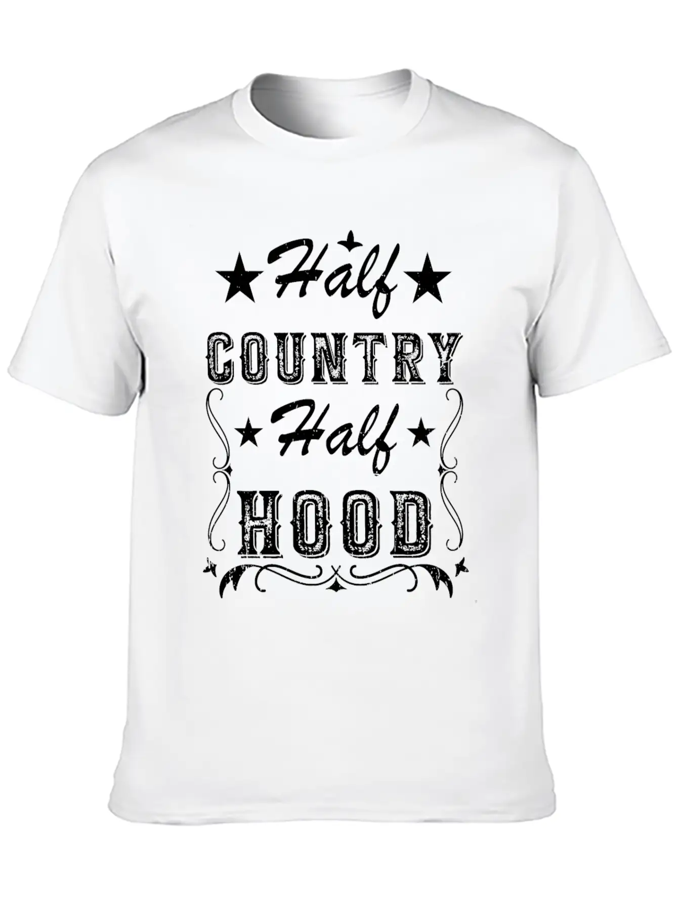 Country Music Half Country Half Hood Basic Graphic T-Shirt ¨C Daily Comfort In Soft Cotton