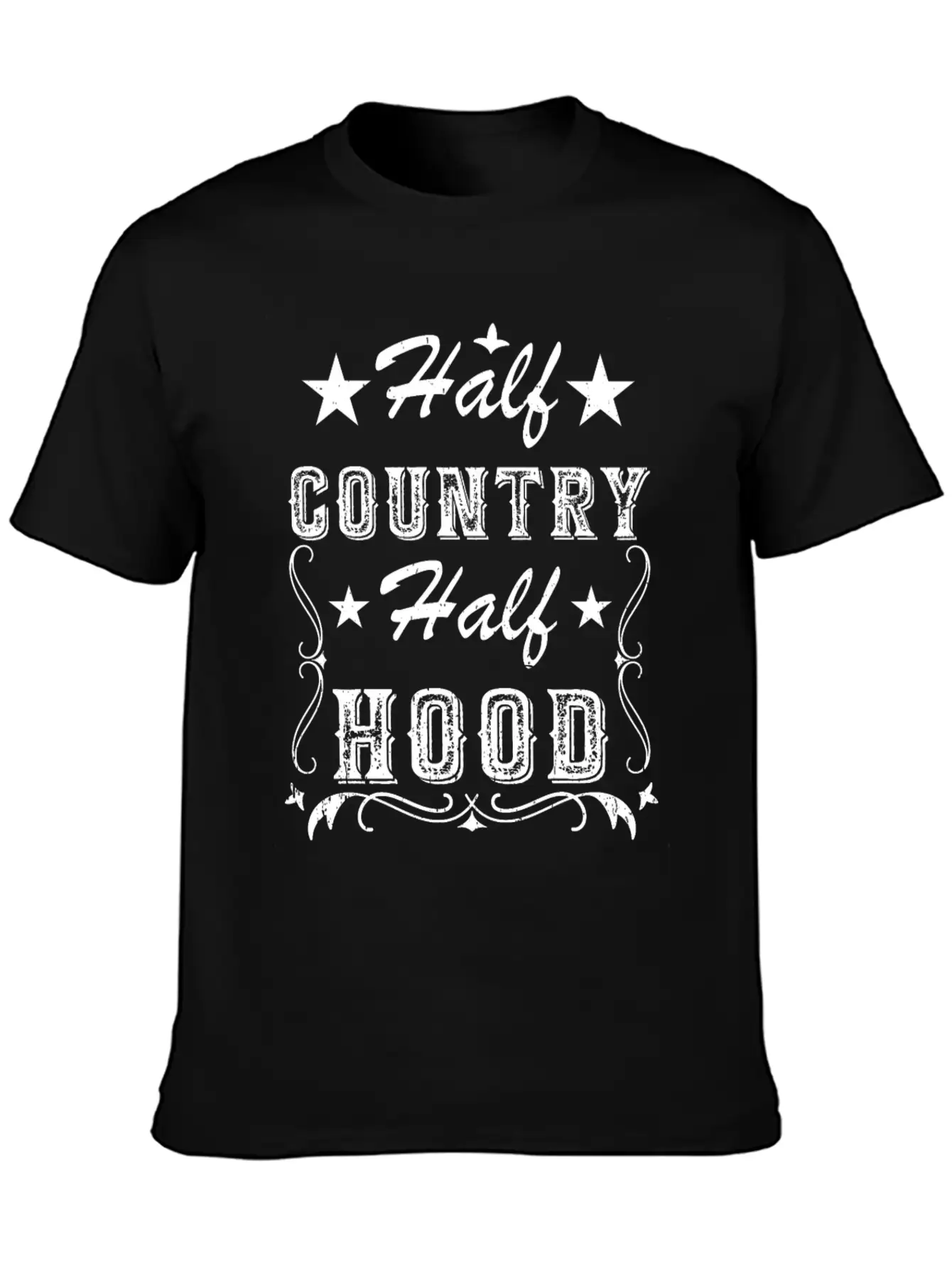 Country Music Half Country Half Hood Basic Graphic T-Shirt ¨C Daily Comfort In Soft Cotton