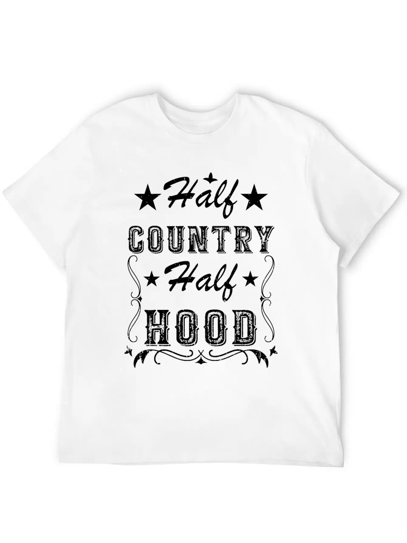 Country Music Half Country Half Hood Basic Graphic T-Shirt ¨C Daily Comfort In Soft Cotton