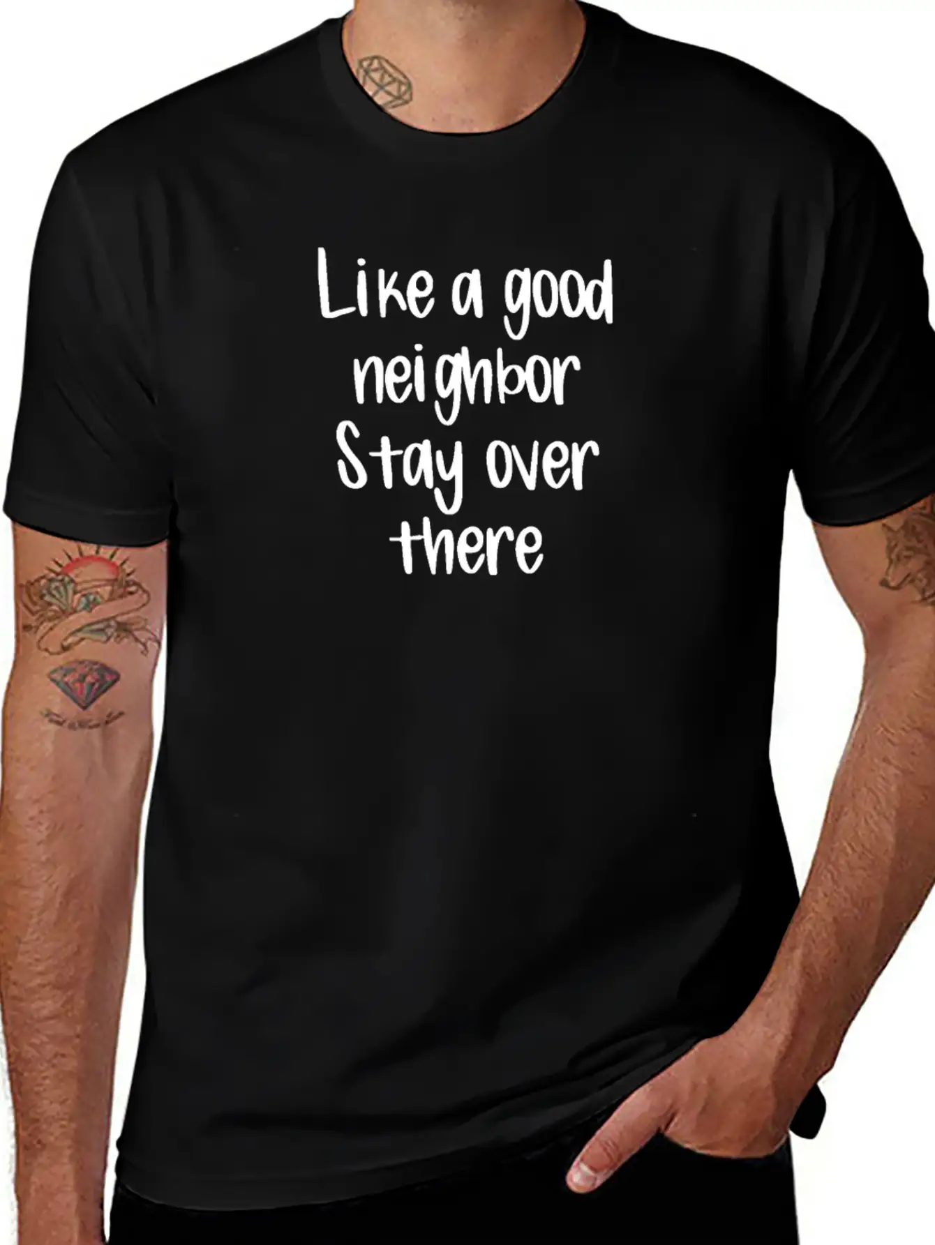 Covid19 Quarantine Like A Good Neighbor Stay Over Essential Cotton Tee For Daily Outfits ¨C Unisex Style