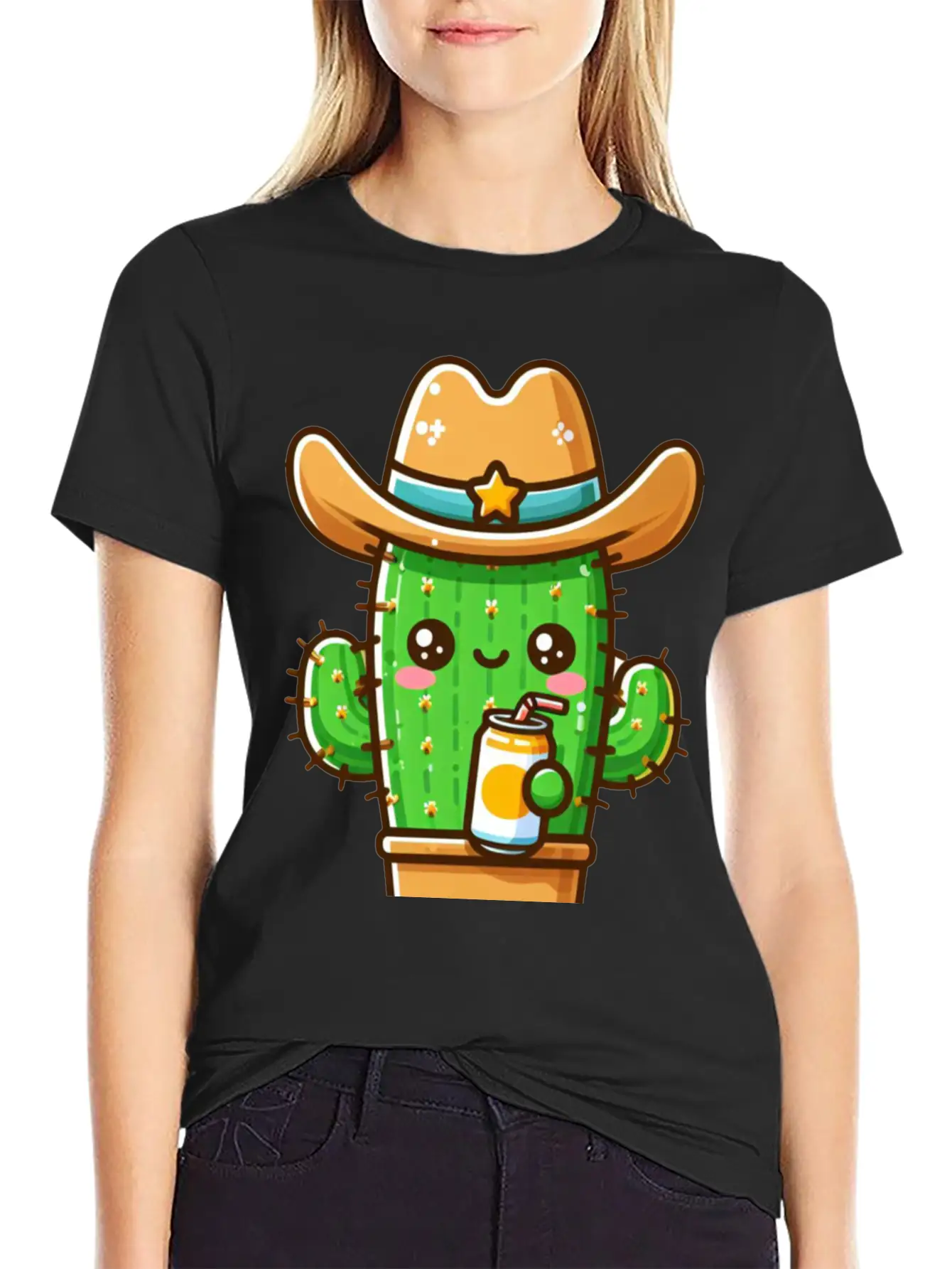 Cowboy Cactus Cute Basic Graphic T-Shirt ¨C Daily Comfort In Soft Cotton