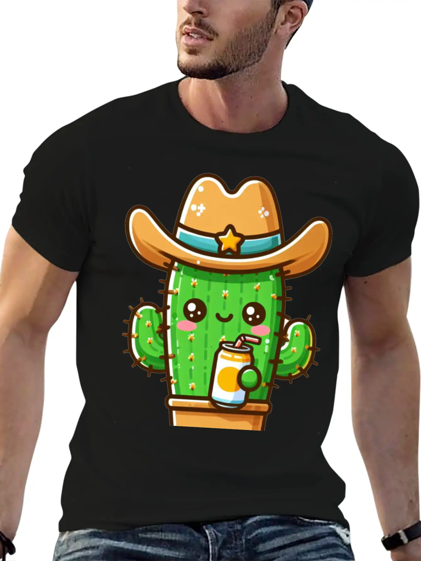 Cowboy Cactus Cute Basic Graphic T-Shirt ¨C Daily Comfort In Soft Cotton