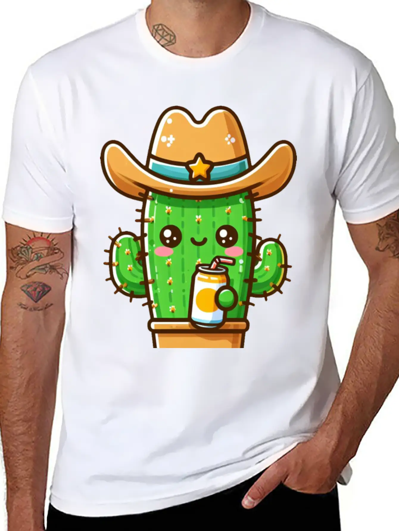 Cowboy Cactus Cute Basic Graphic T-Shirt ¨C Daily Comfort In Soft Cotton