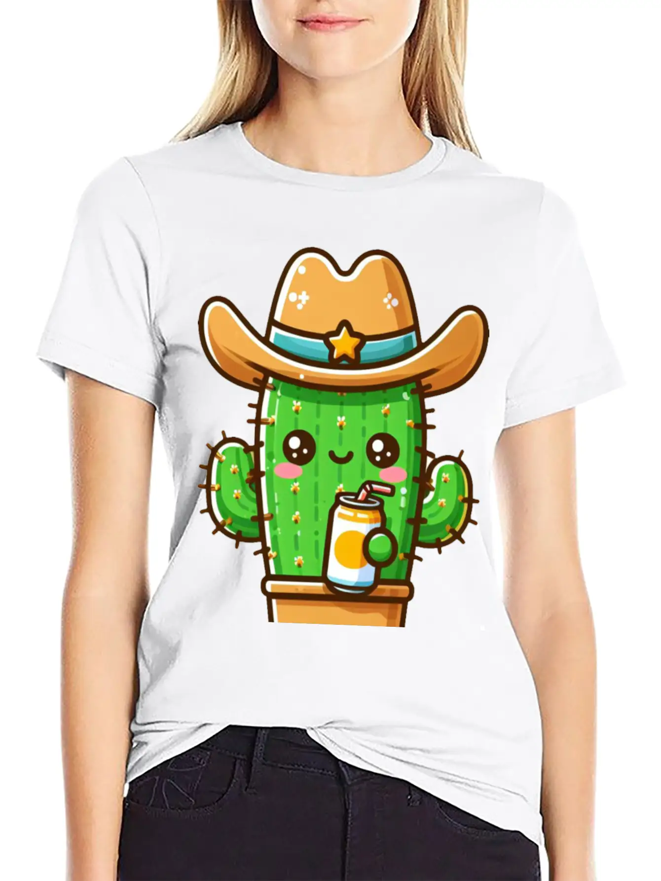 Cowboy Cactus Cute Basic Graphic T-Shirt ¨C Daily Comfort In Soft Cotton