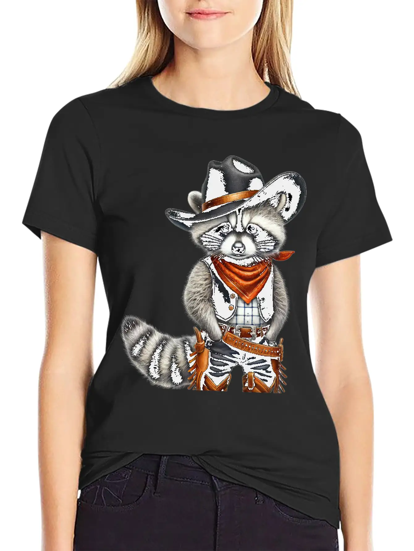 Cowboy Raccoon Howdy Animal Lover Design Basic Graphic T-Shirt ¨C Daily Comfort In Soft Cotton