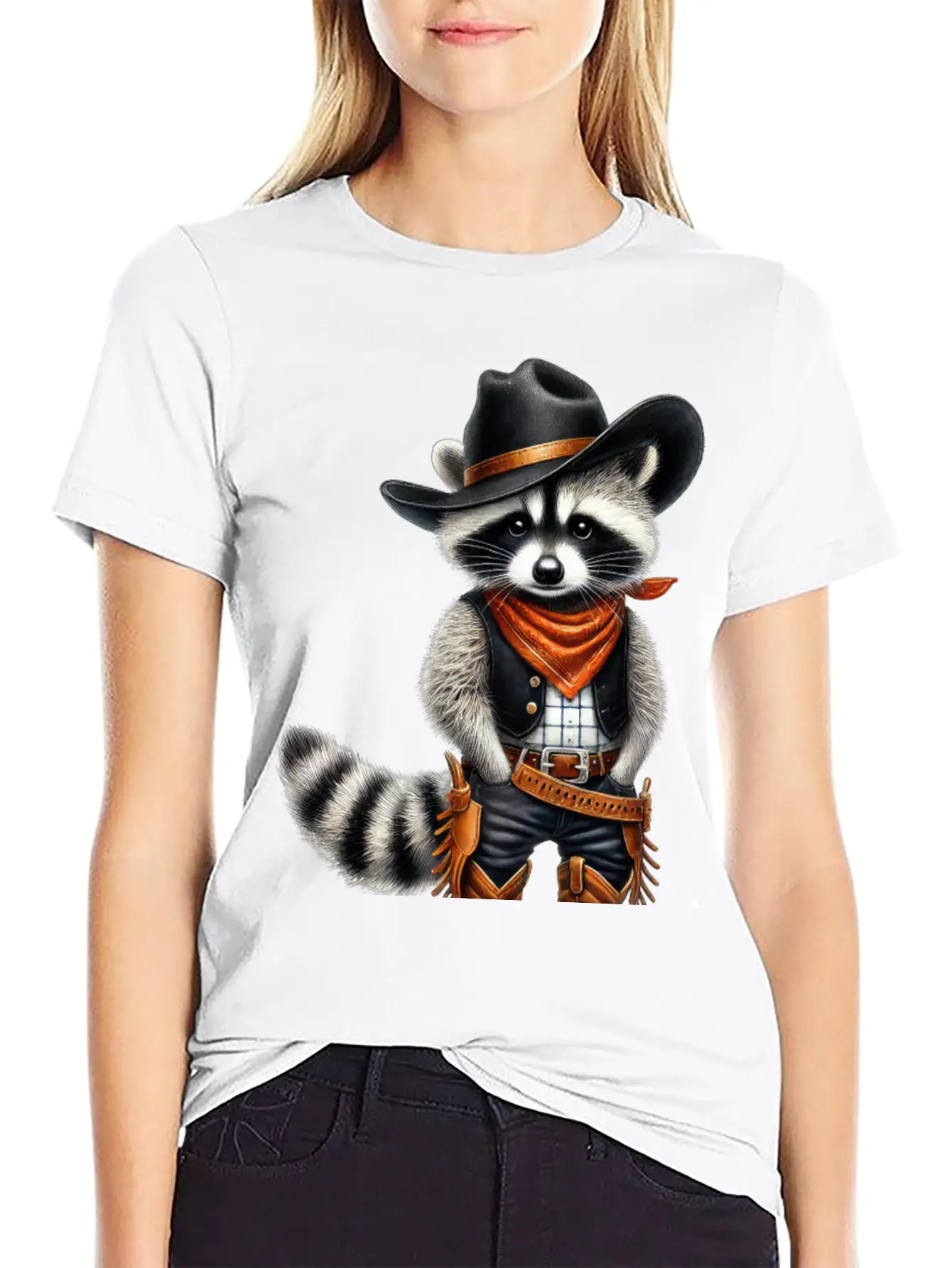 Cowboy Raccoon Howdy Animal Lover Design Basic Graphic T-Shirt ¨C Daily Comfort In Soft Cotton