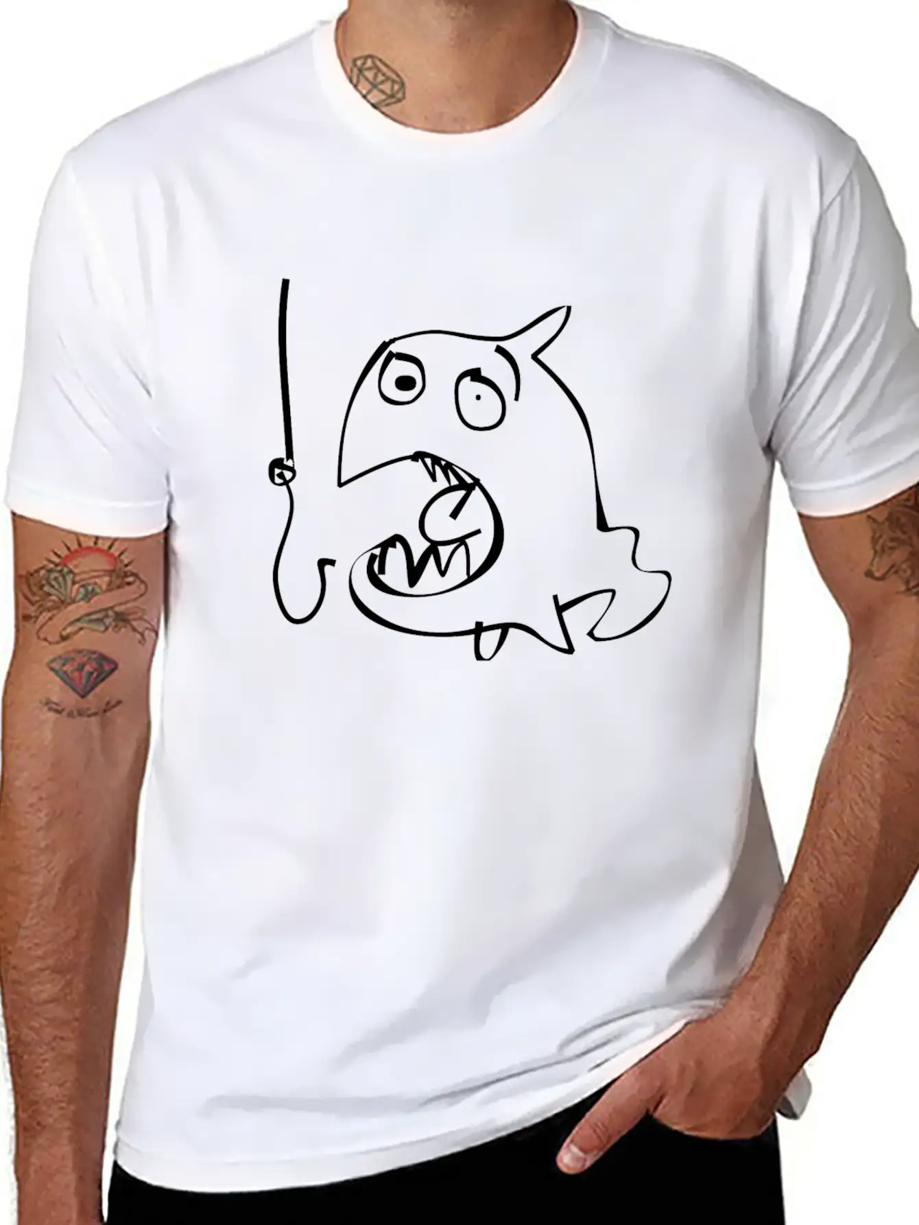 Crazy Fish & Hook Basic Graphic T-Shirt ¨C Daily Comfort In Soft Cotton