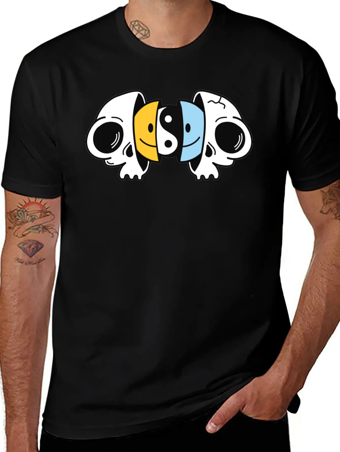 Crazy Smileys In The Skull Soft Cotton Short Sleeve Tee ¨C Unisex Wardrobe Staple