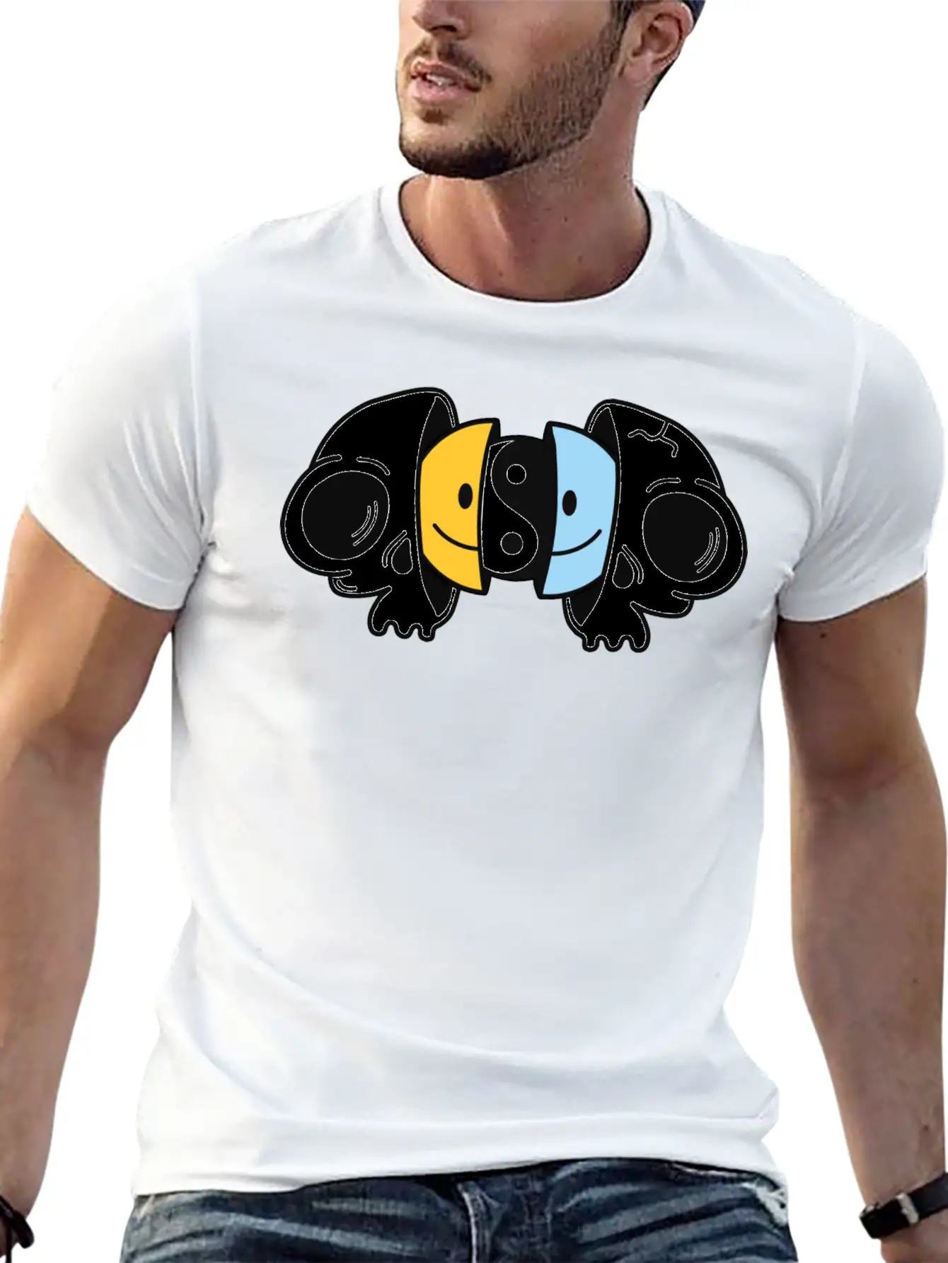 Crazy Smileys In The Skull Soft Cotton Short Sleeve Tee ¨C Unisex Wardrobe Staple