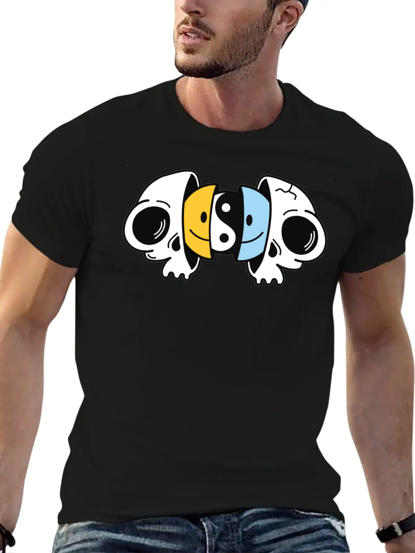 Crazy Smileys In The Skull Soft Cotton Short Sleeve Tee ¨C Unisex Wardrobe Staple
