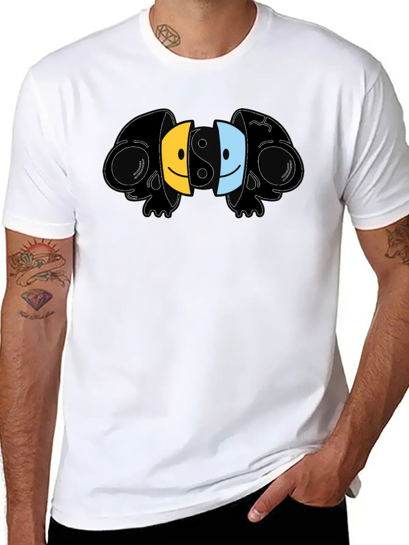Crazy Smileys In The Skull Soft Cotton Short Sleeve Tee ¨C Unisex Wardrobe Staple