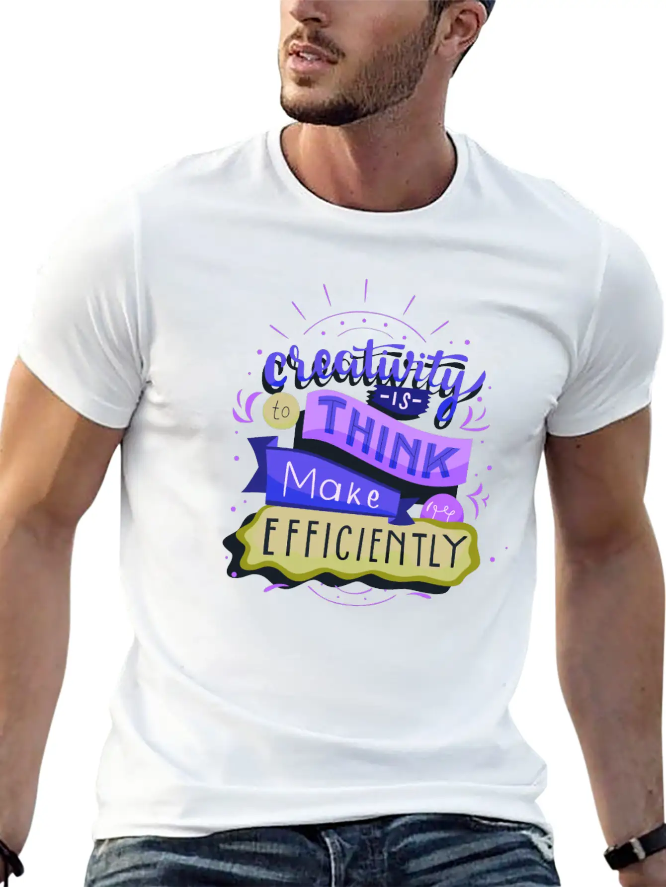 Creativity Is To Think Make Efficiently2 Basic Graphic T-Shirt ¨C Daily Comfort In Soft Cotton