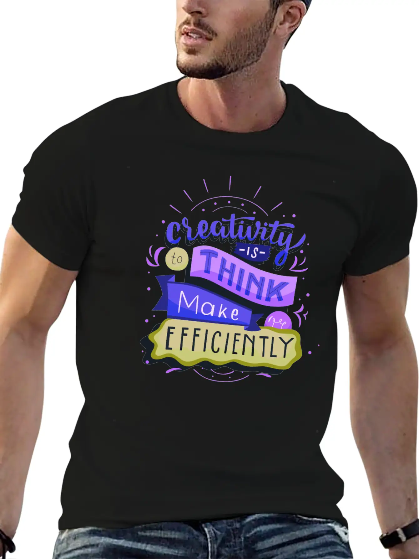 Creativity Is To Think Make Efficiently2 Basic Graphic T-Shirt ¨C Daily Comfort In Soft Cotton