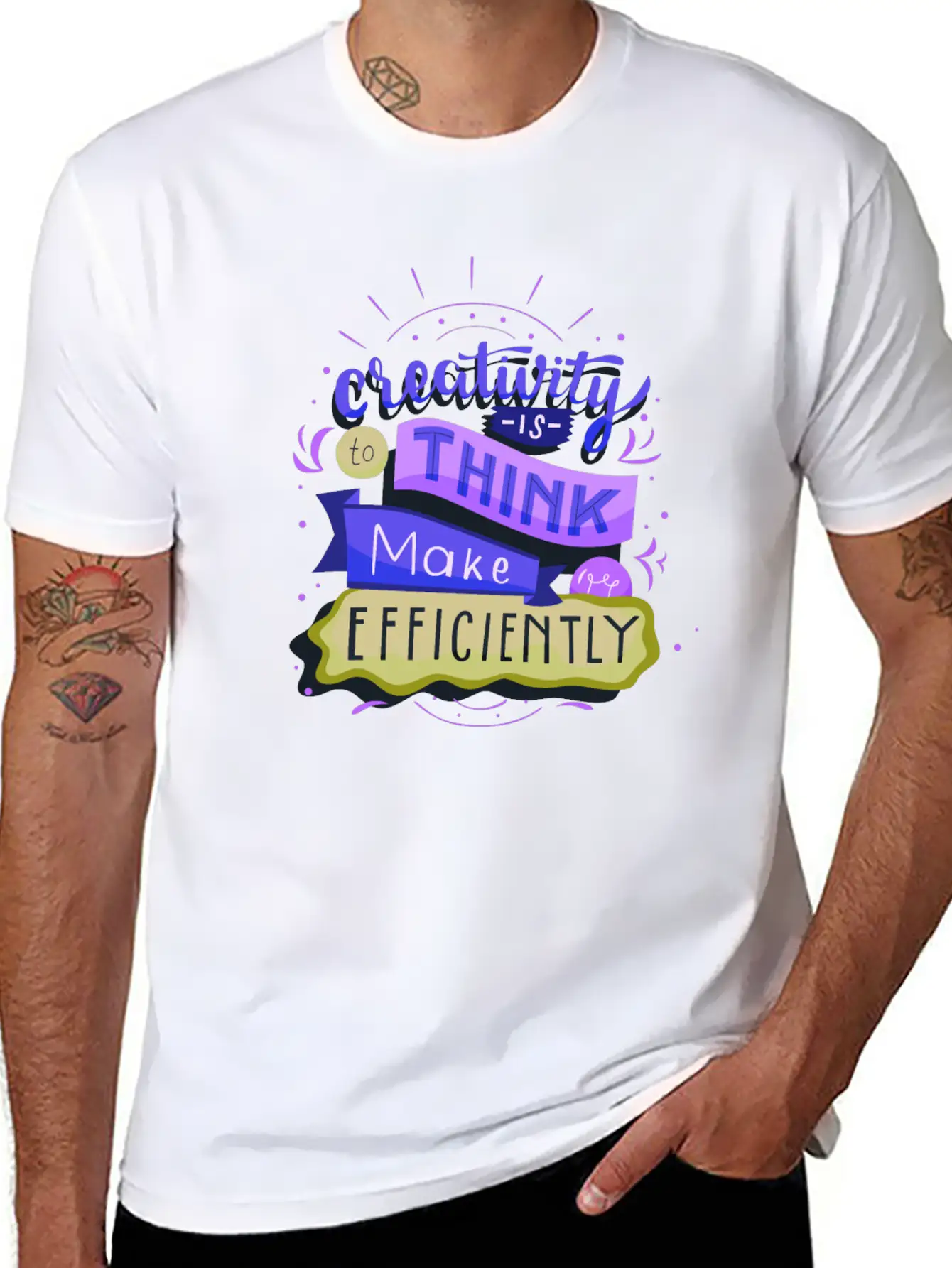 Creativity Is To Think Make Efficiently2 Basic Graphic T-Shirt ¨C Daily Comfort In Soft Cotton