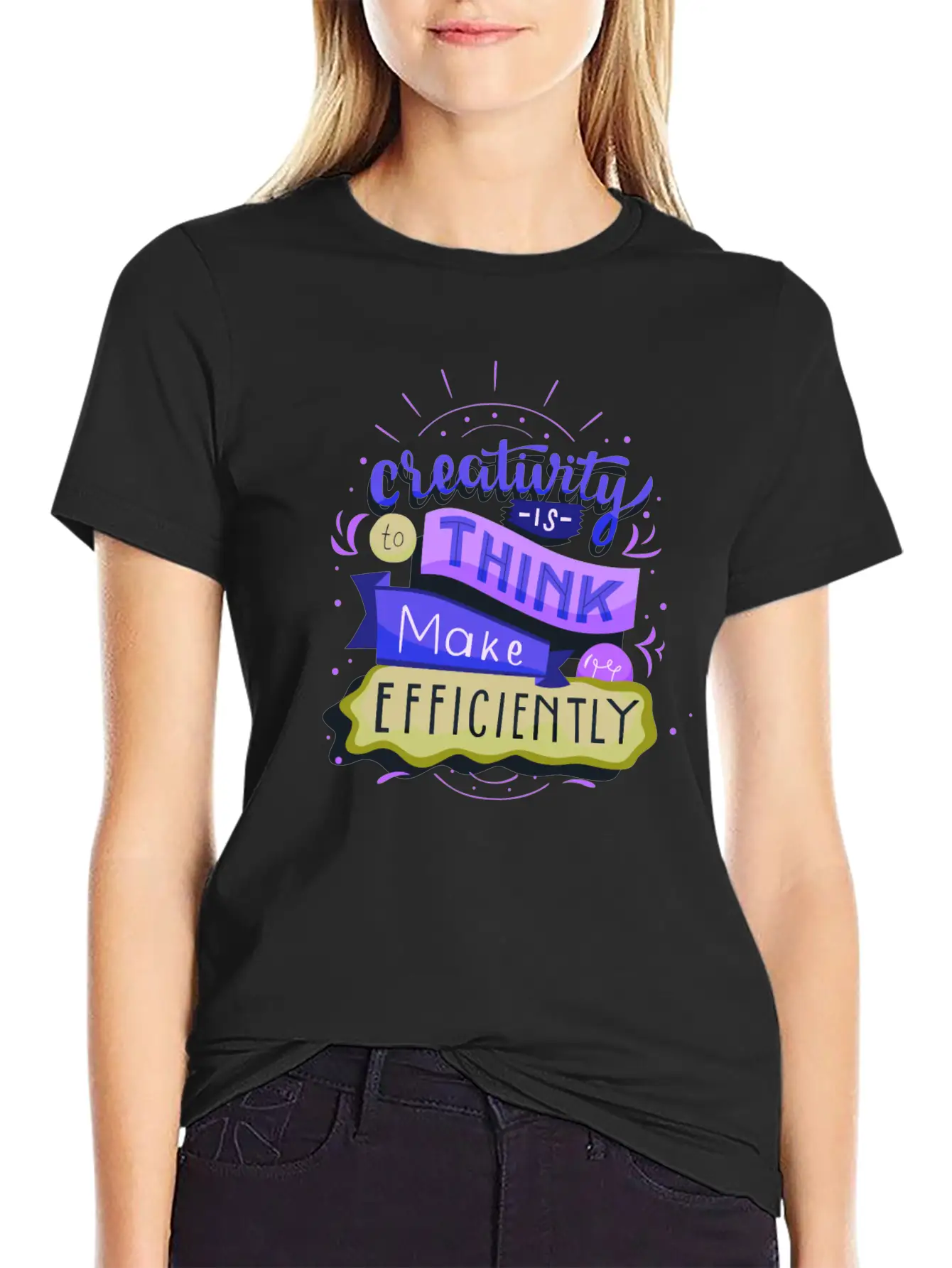 Creativity Is To Think Make Efficiently2 Basic Graphic T-Shirt ¨C Daily Comfort In Soft Cotton