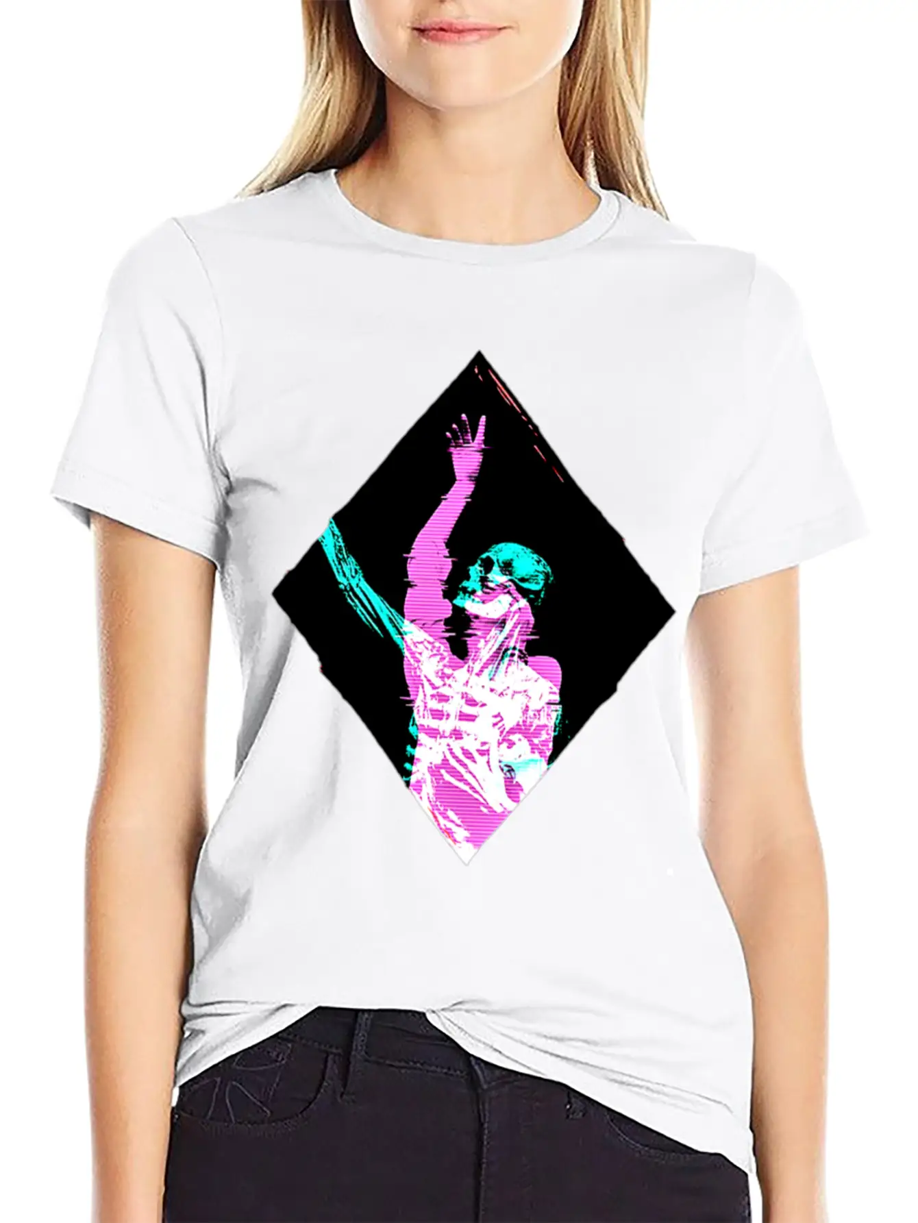 Creepy Pastel Goth Vaporwave Skeleton Skull Essential Cotton Tee For Daily Outfits ¨C Unisex Style