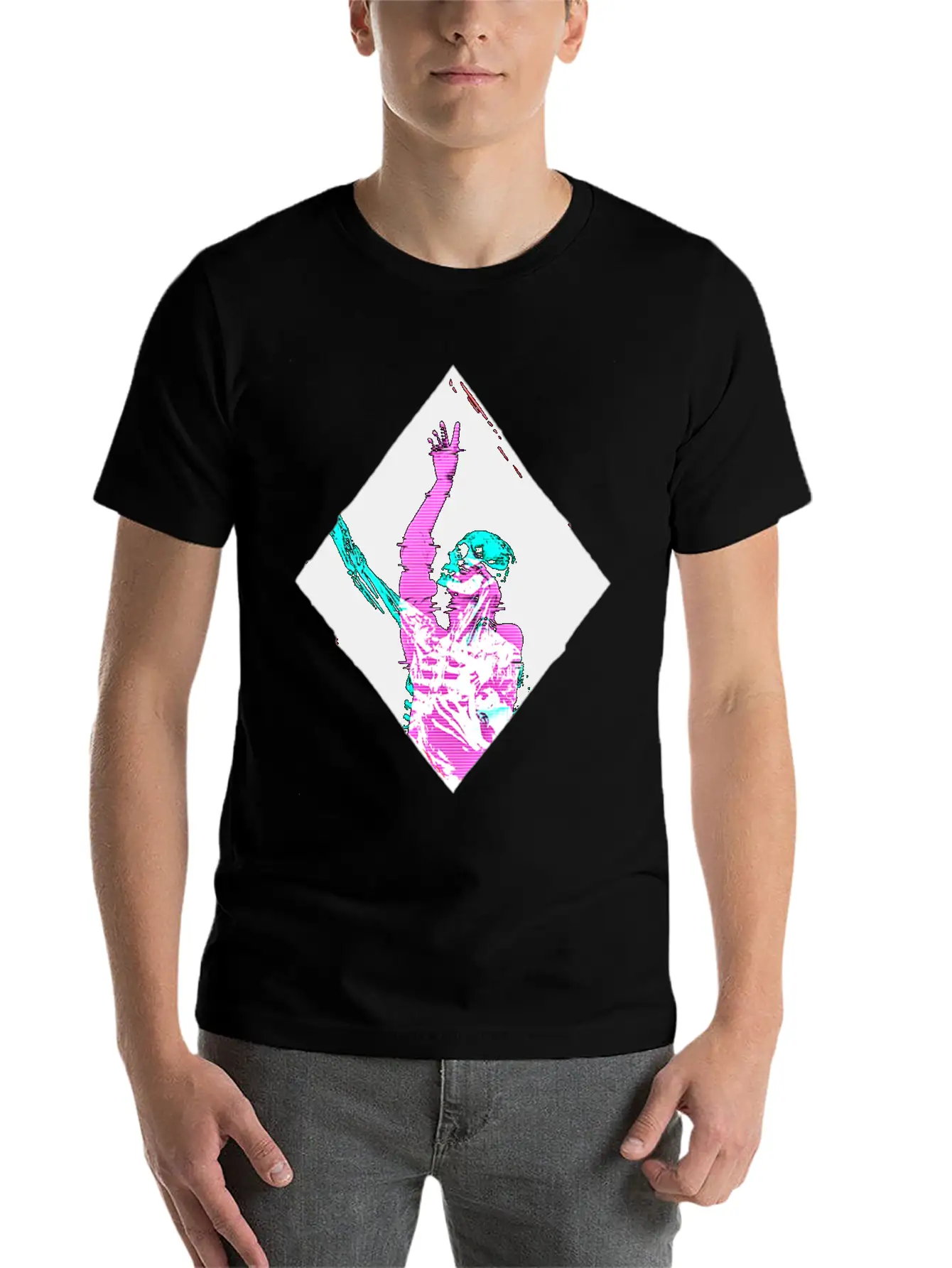 Creepy Pastel Goth Vaporwave Skeleton Skull Essential Cotton Tee For Daily Outfits ¨C Unisex Style
