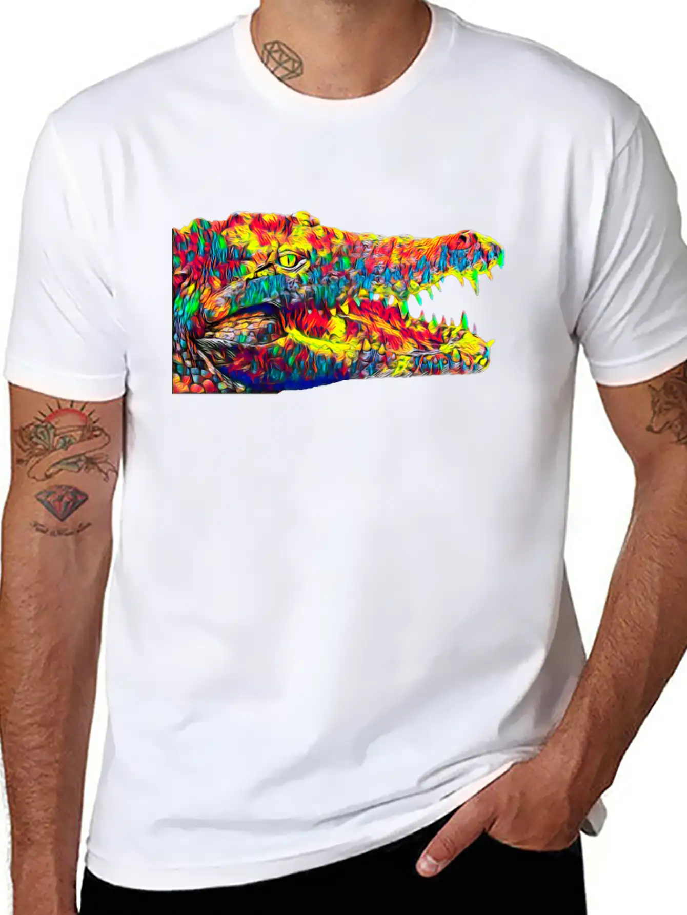 Crocodile Aligator Cayman Colored Design Soft Cotton Short Sleeve Tee ¨C Unisex Wardrobe Staple