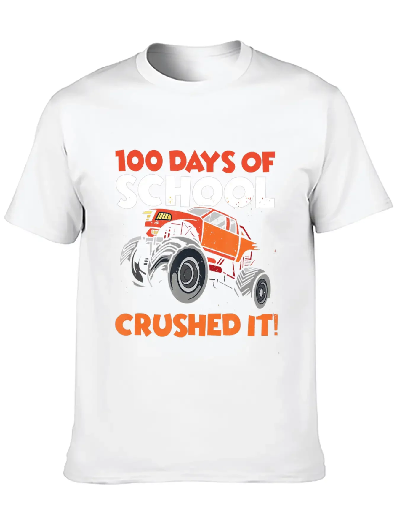 Crushed 100 Days Of School Monster Truck 100th Day Basic Graphic T-Shirt ¨C Daily Comfort In Soft Cotton