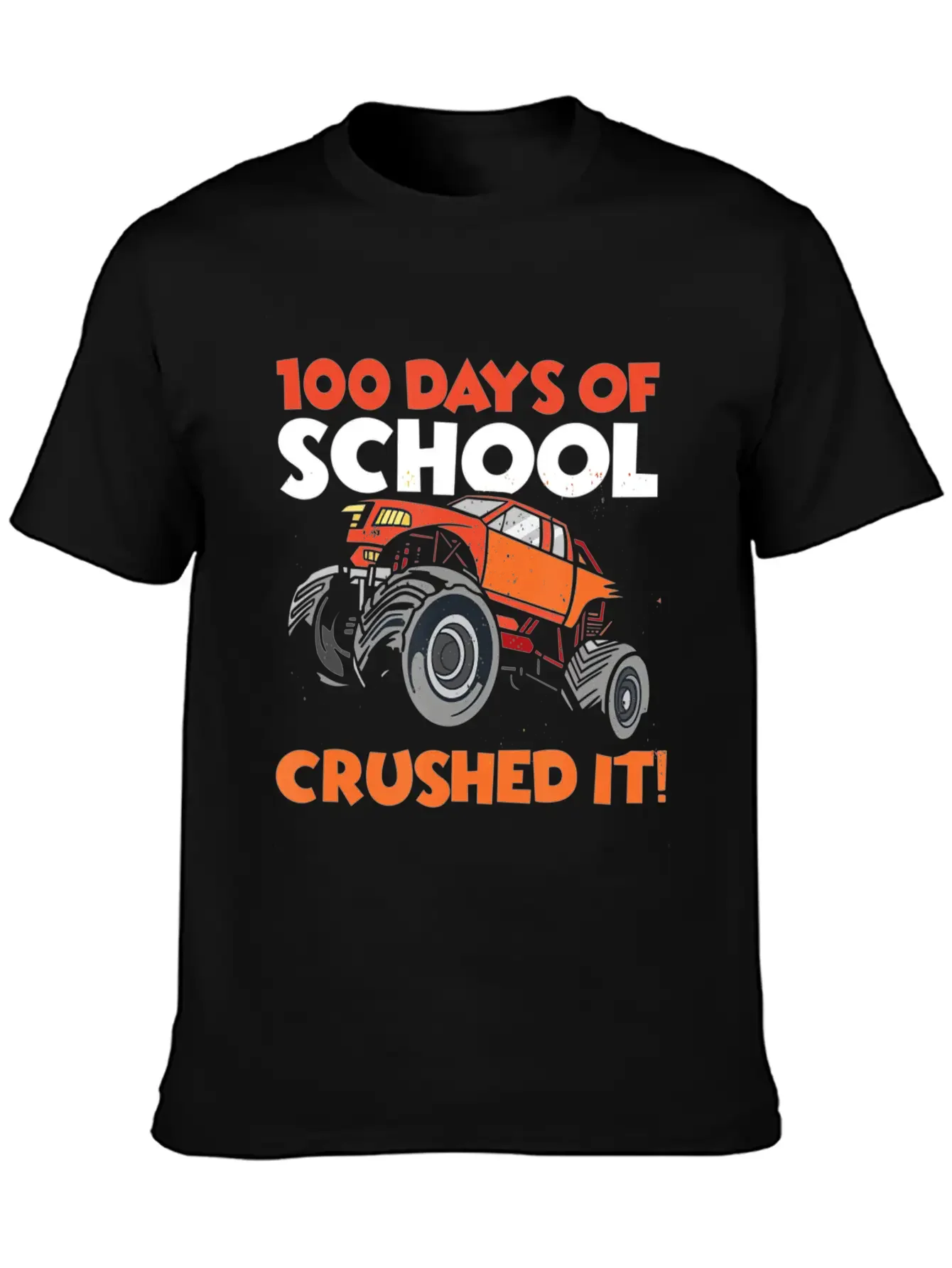 Crushed 100 Days Of School Monster Truck 100th Day Basic Graphic T-Shirt ¨C Daily Comfort In Soft Cotton