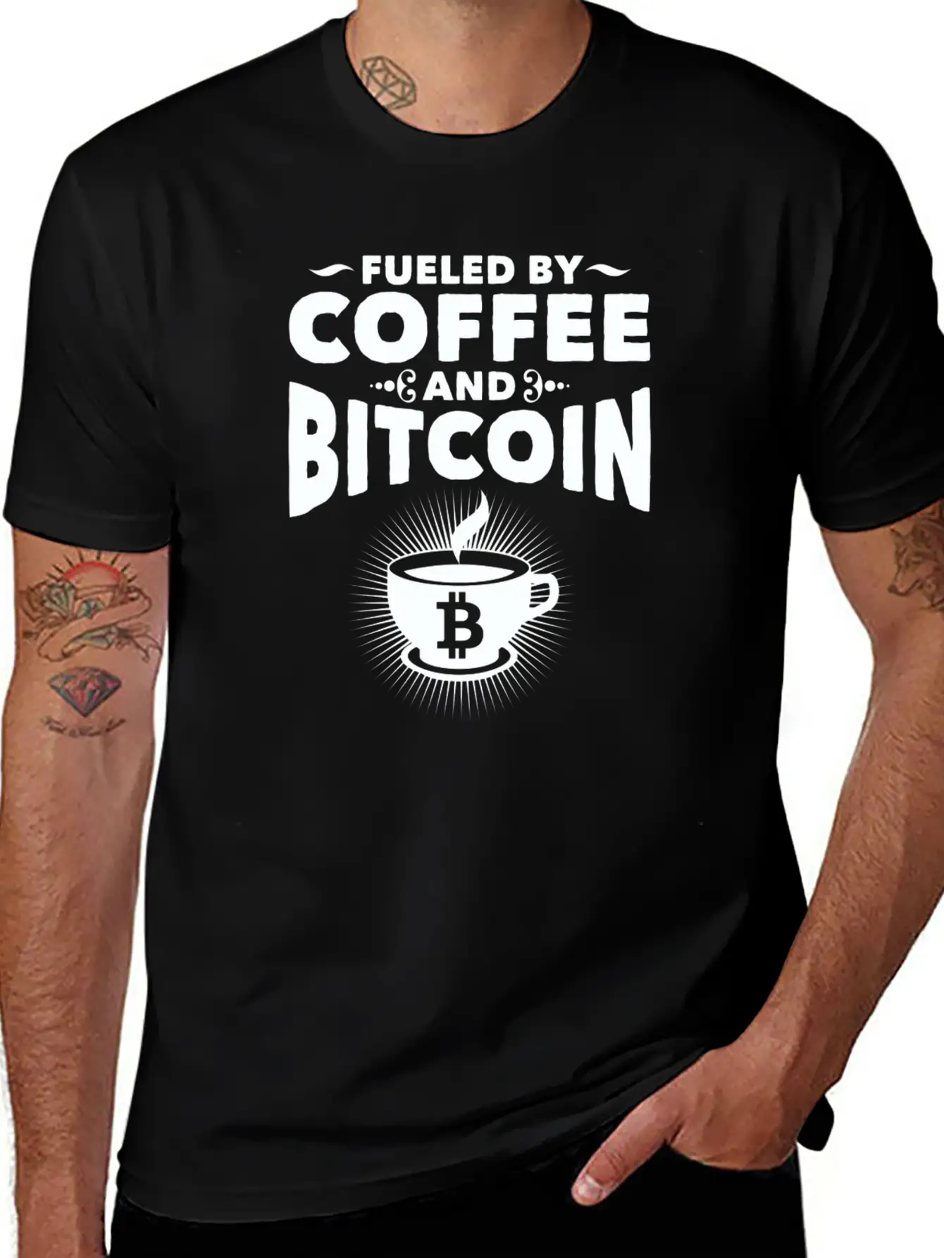 CRYPTO BLOCKCHAIN: FUELED BY COFFEE AND BITCOIN Essential Cotton Tee For Daily Outfits ¨C Unisex Style