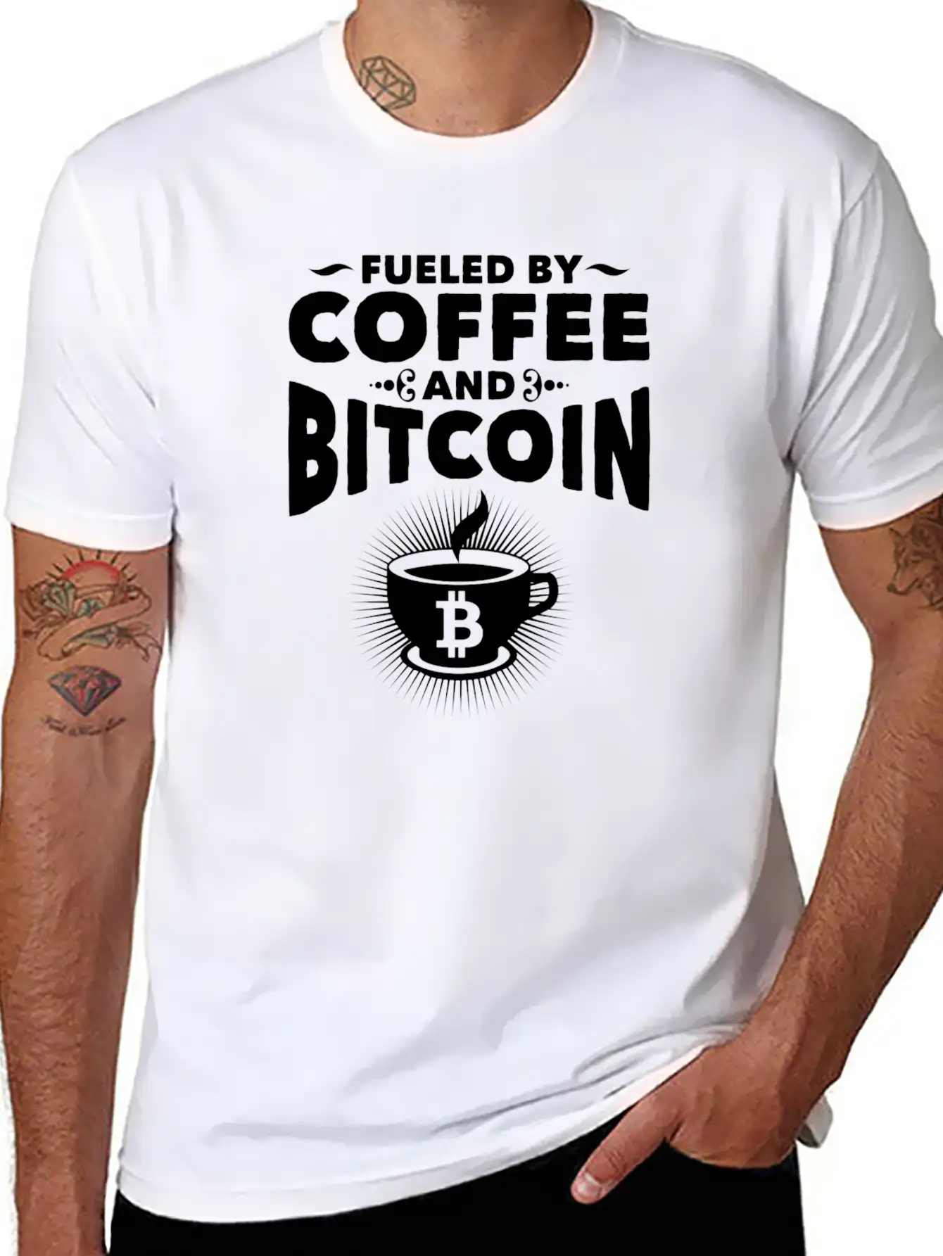 CRYPTO BLOCKCHAIN: FUELED BY COFFEE AND BITCOIN Essential Cotton Tee For Daily Outfits ¨C Unisex Style