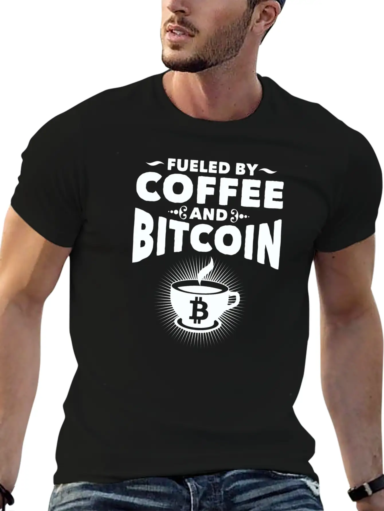 CRYPTO BLOCKCHAIN: FUELED BY COFFEE AND BITCOIN Essential Cotton Tee For Daily Outfits ¨C Unisex Style