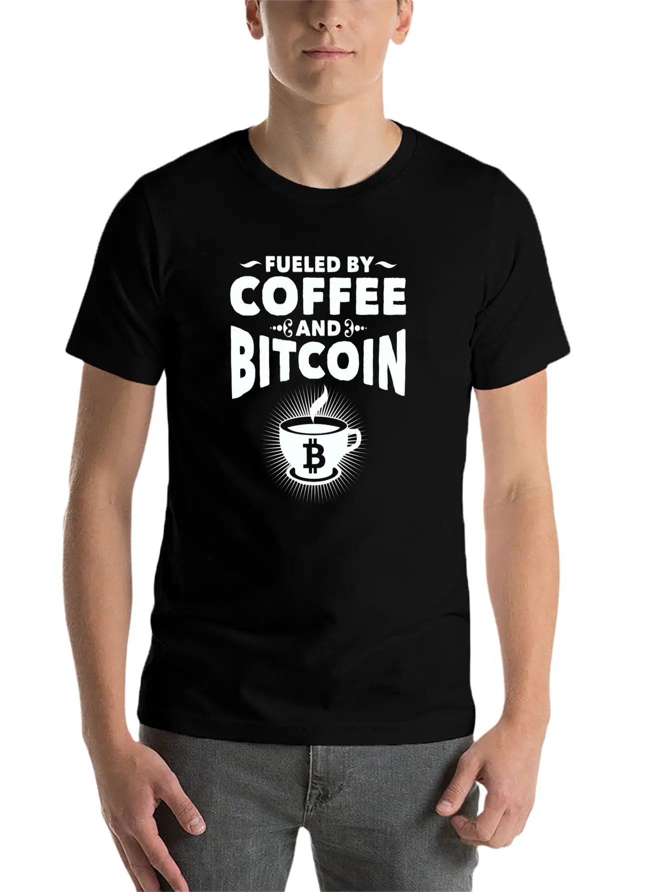CRYPTO BLOCKCHAIN: FUELED BY COFFEE AND BITCOIN Essential Cotton Tee For Daily Outfits ¨C Unisex Style